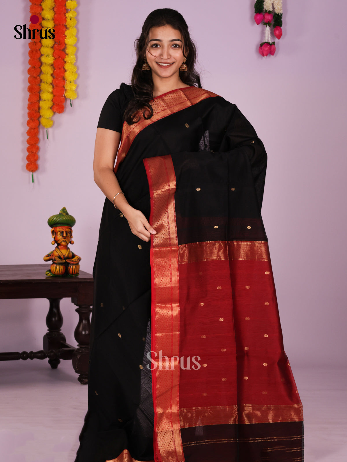 DIS16405 - Maheshwari silkcotton Saree - Shop on Shrus.com