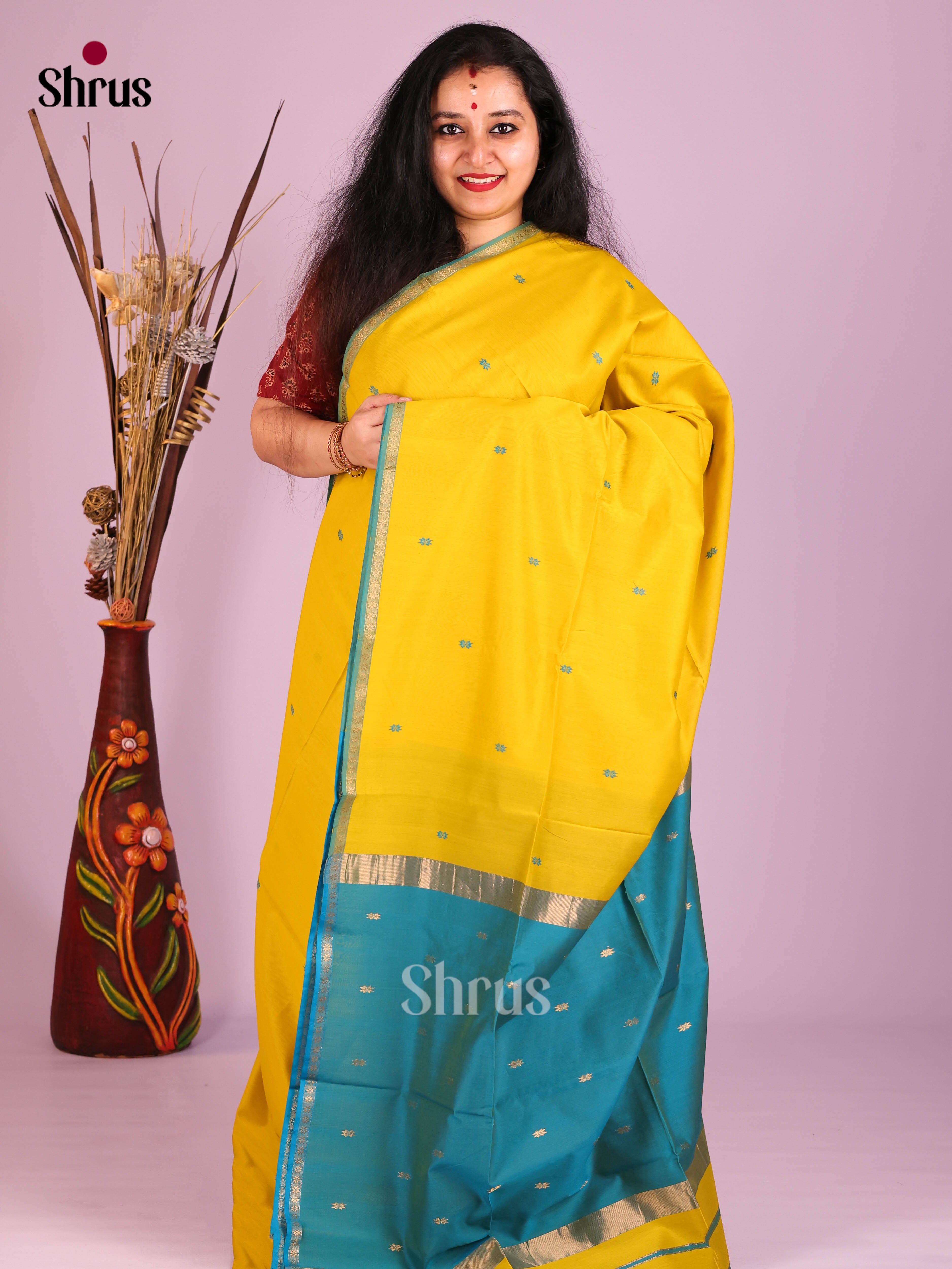 DIS16408 - Maheshwari silkcotton Saree - Shop on Shrus.com
