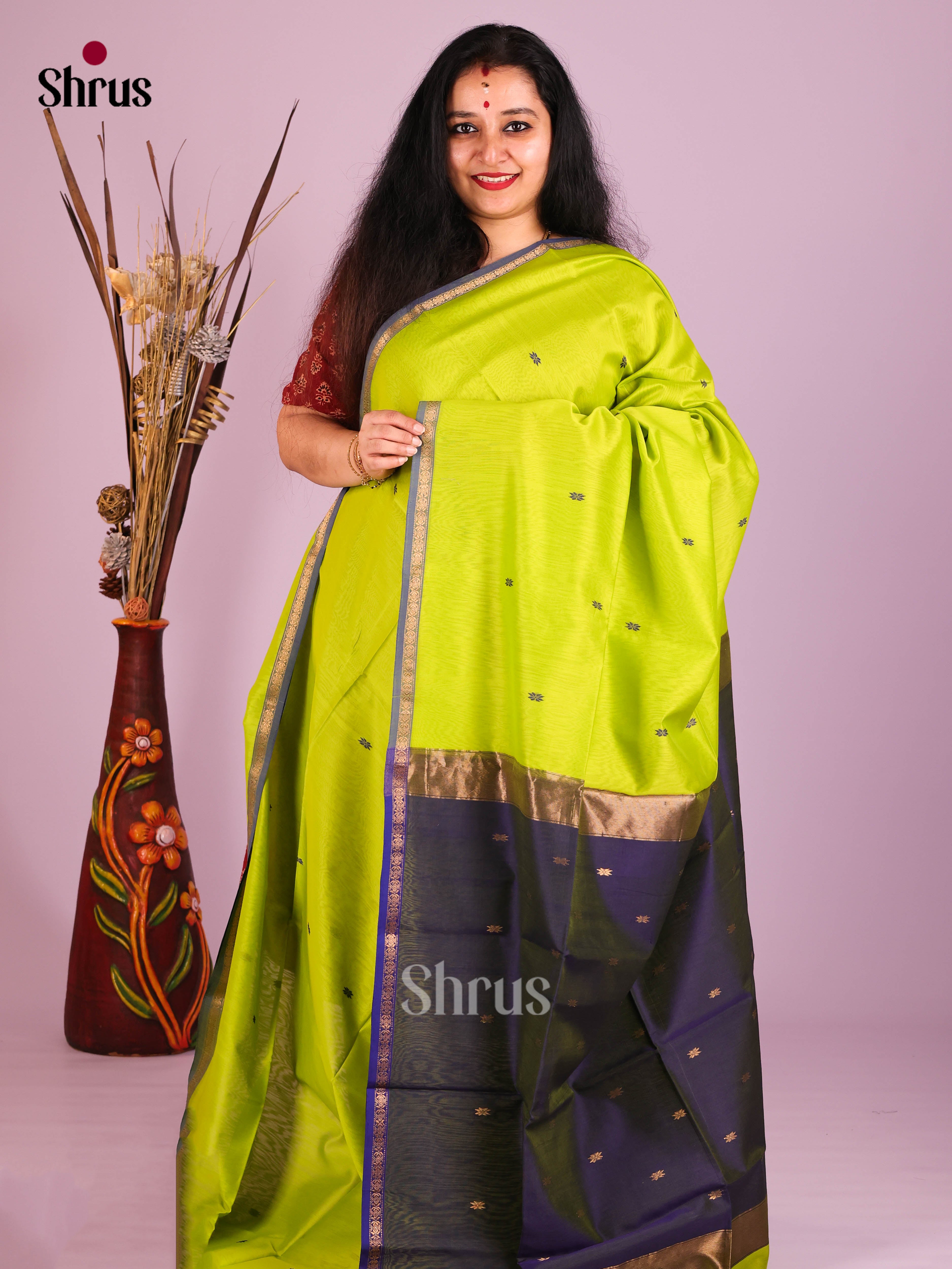 DIS16412 - Maheshwari silkcotton Saree - Shop on Shrus.com