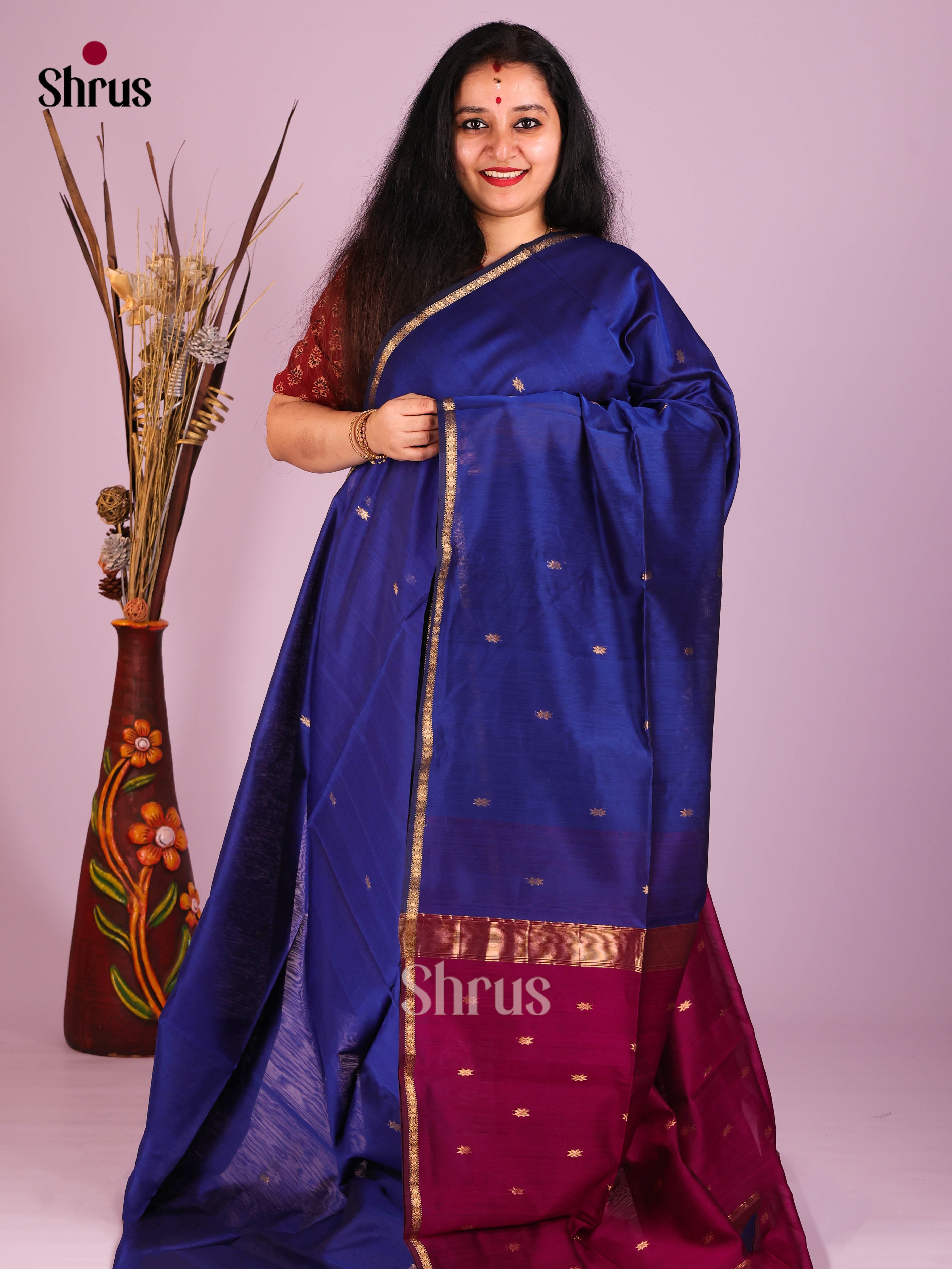 DIS16415 - Maheshwari silkcotton Saree - Shop on Shrus.com