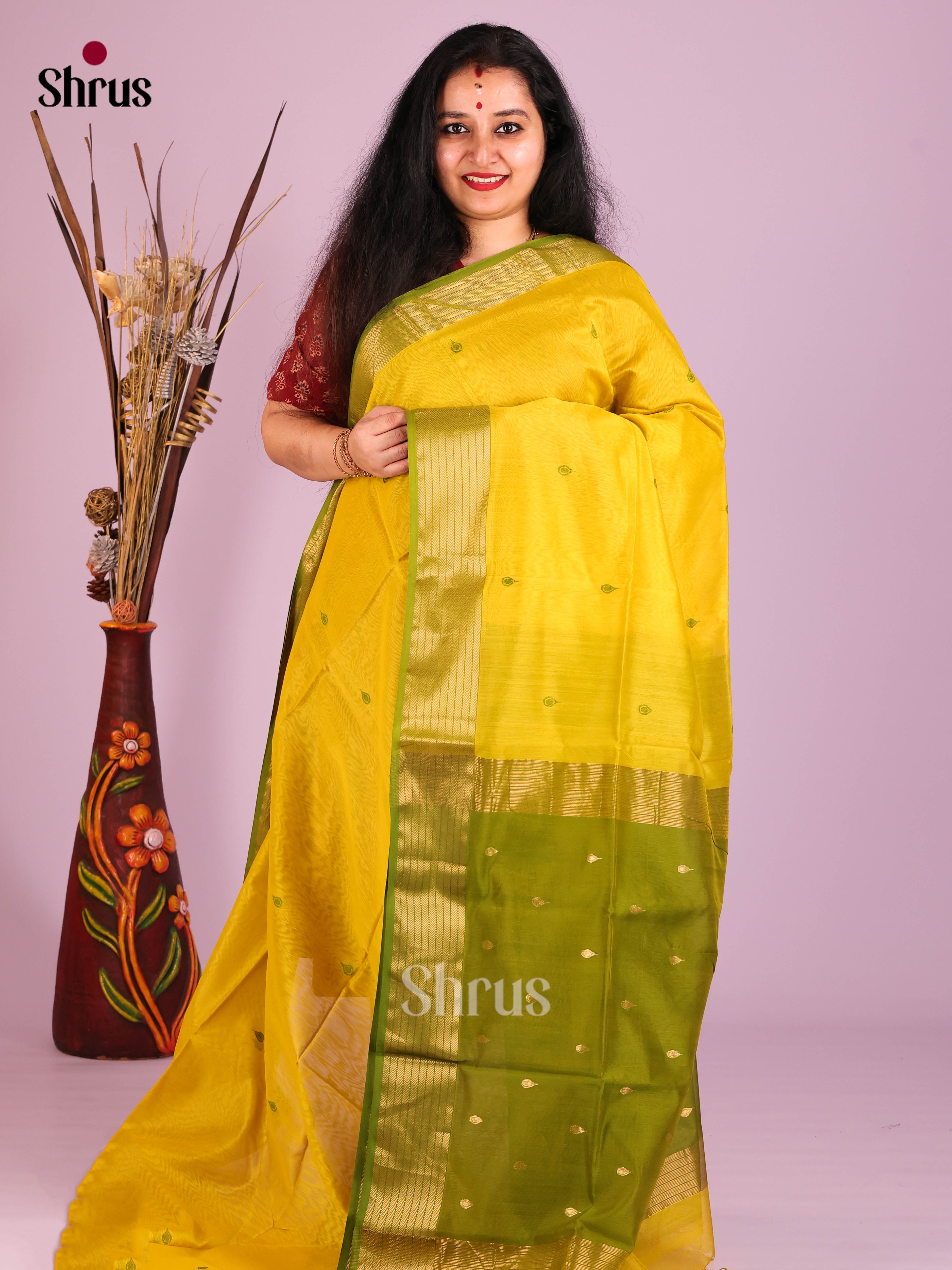 DIS16416 - Maheshwari silkcotton Saree - Shop on Shrus.com
