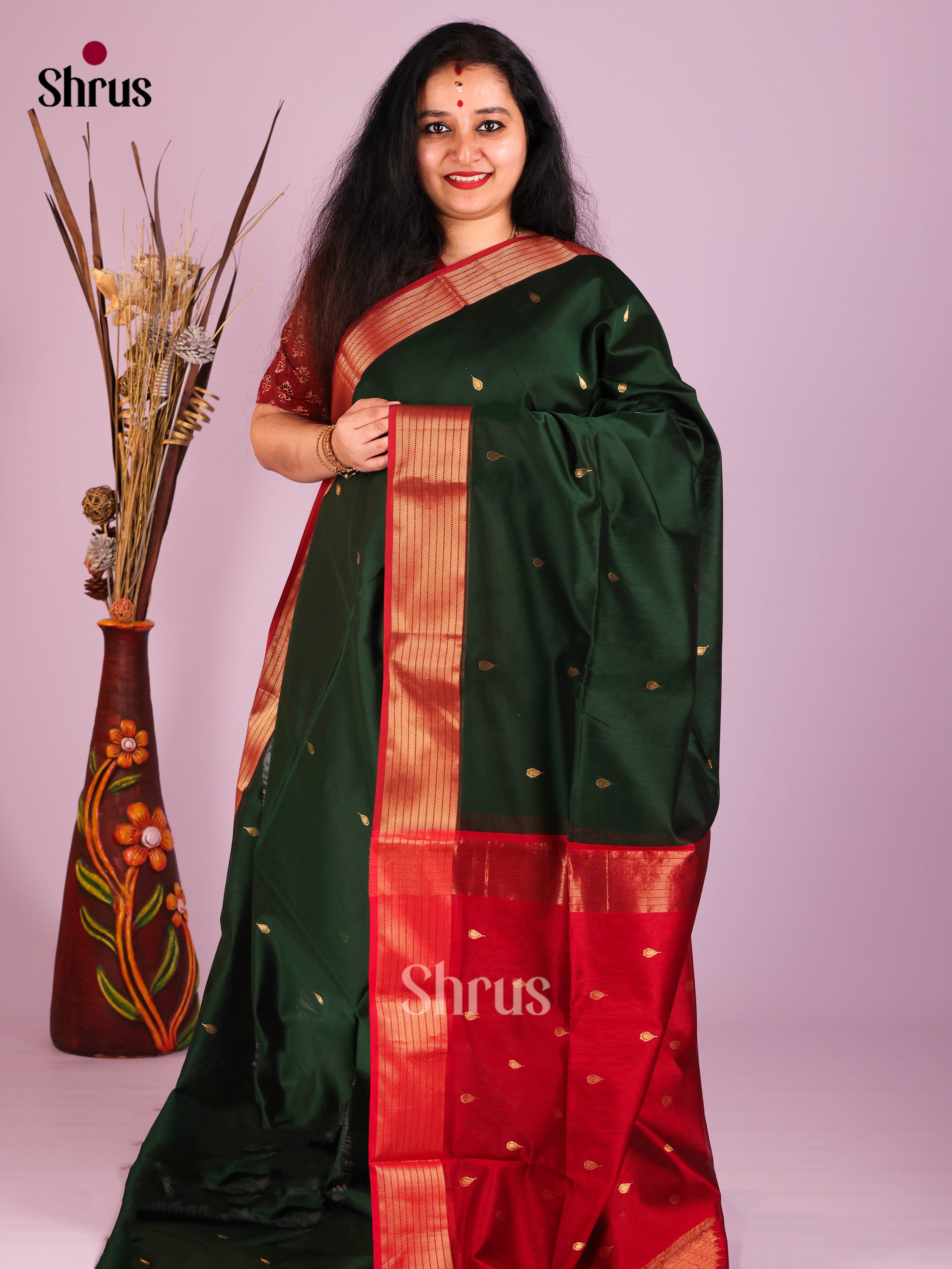 DIS16420 - Maheshwari silkcotton Saree - Shop on Shrus.com
