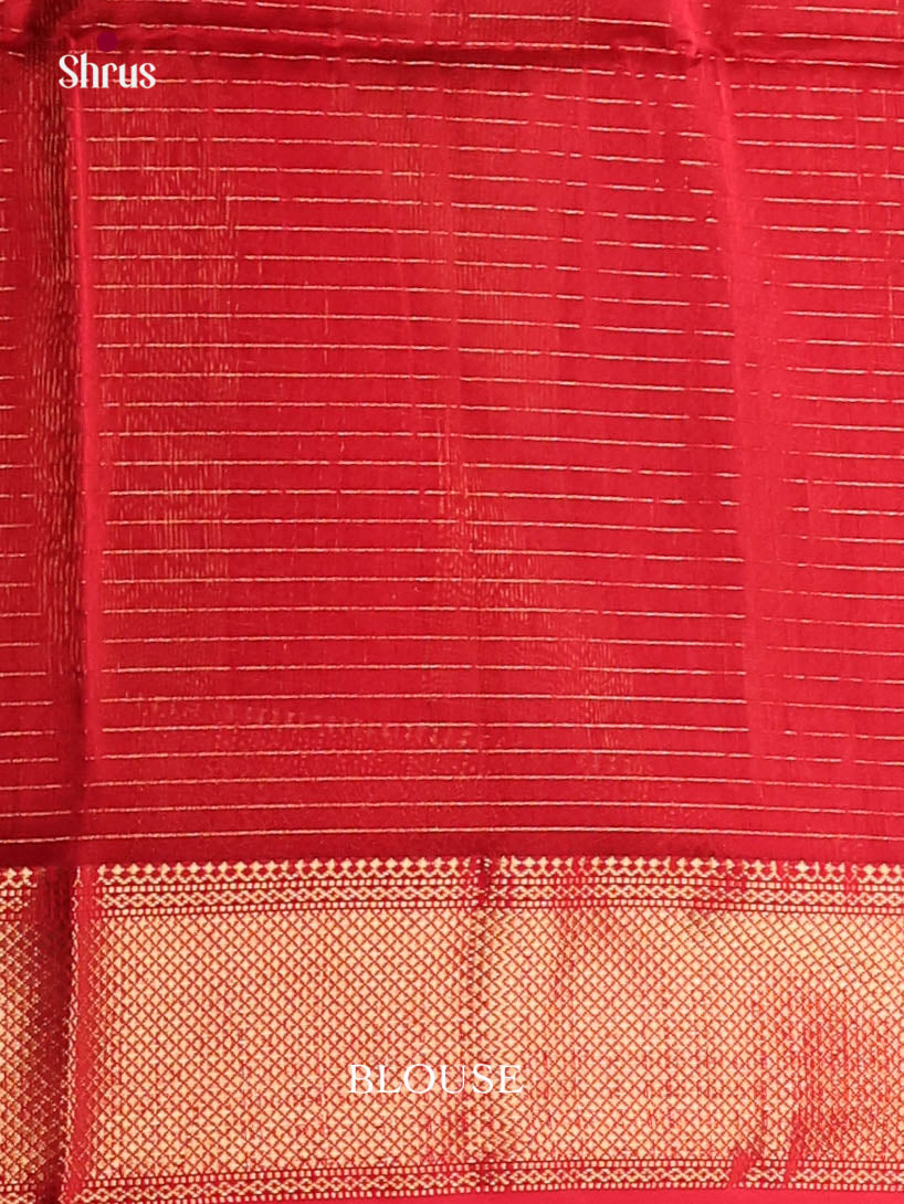 Red(Single Tone) - Maheshwari silkcotton Saree