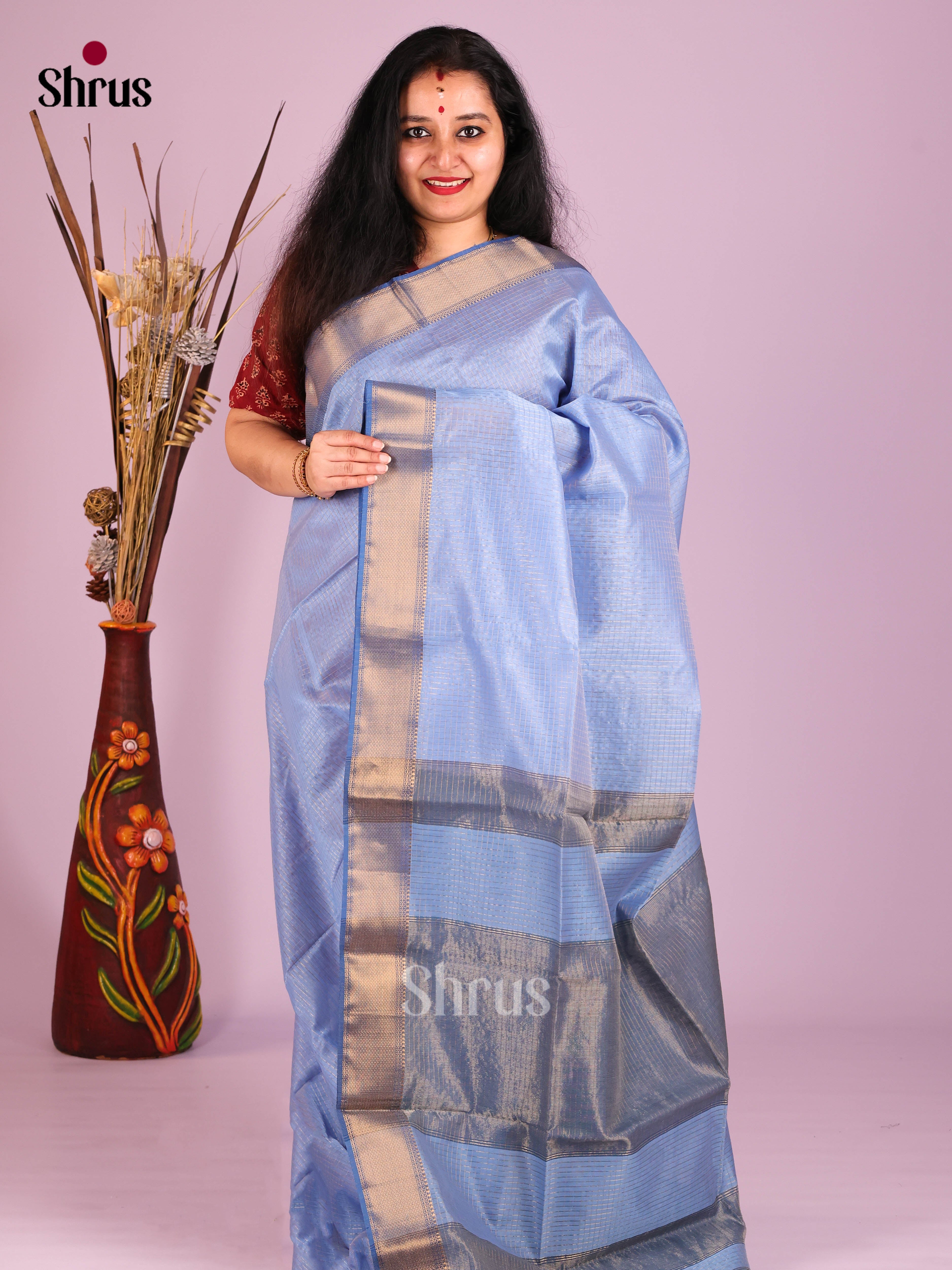 Blue(Single tone)- Maheshwari silkcotton Saree