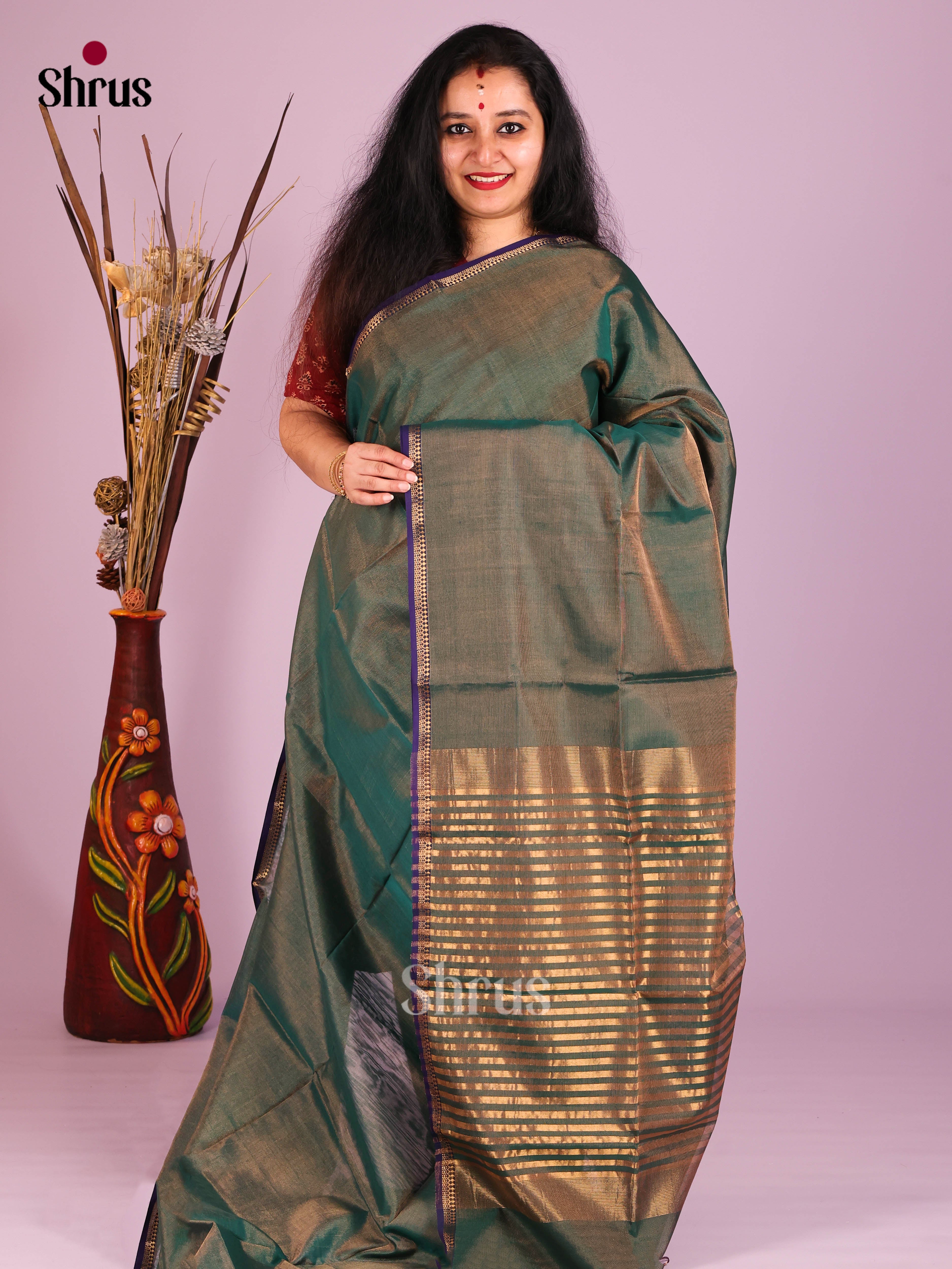 DIS16474 - Maheshwari silkcotton Saree - Shop on Shrus.com