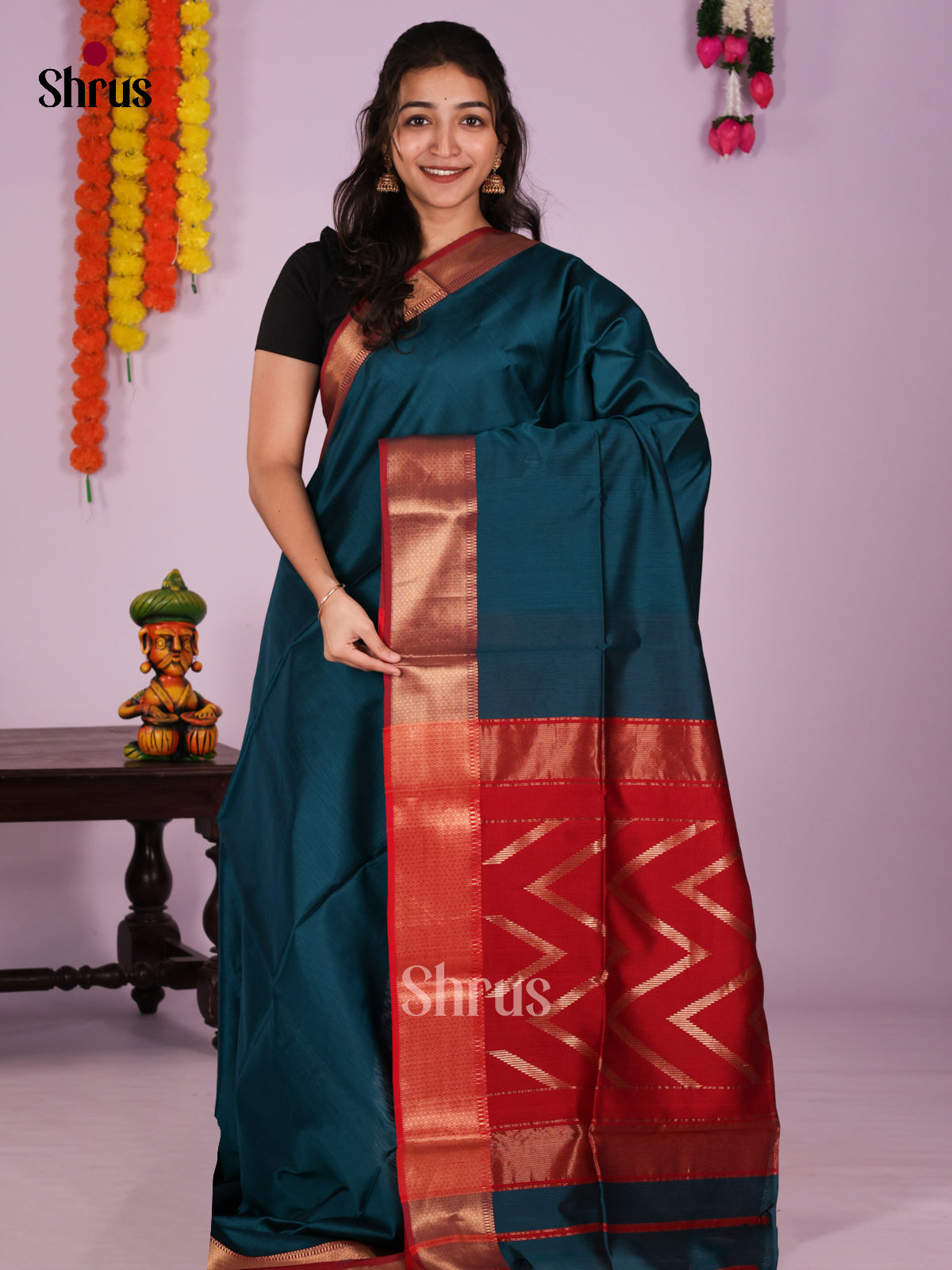 DIS16491 - Maheshwari silkcotton Saree - Shop on Shrus.com