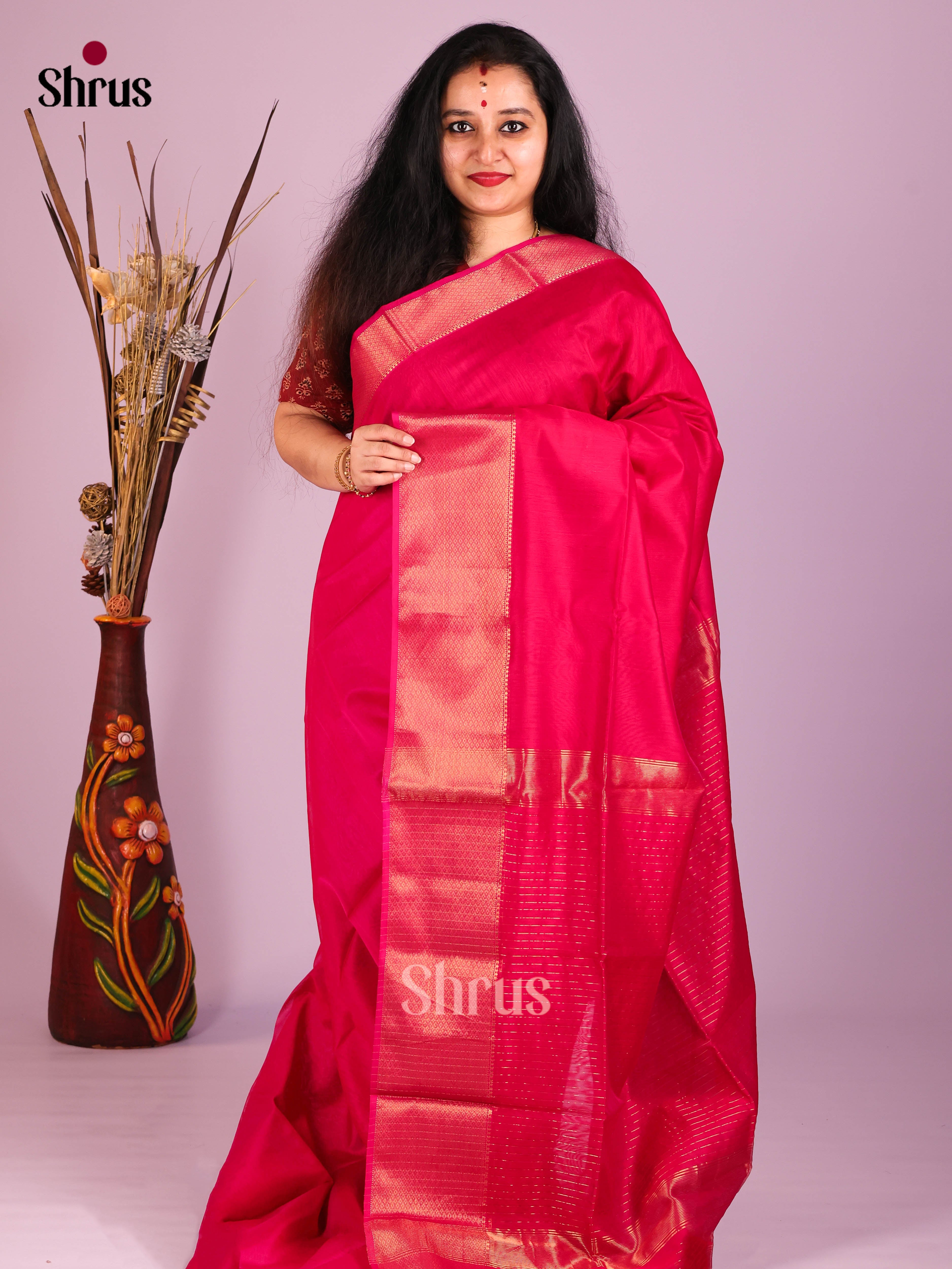 DIS16500 - Maheshwari silkcotton Saree - Shop on Shrus.com