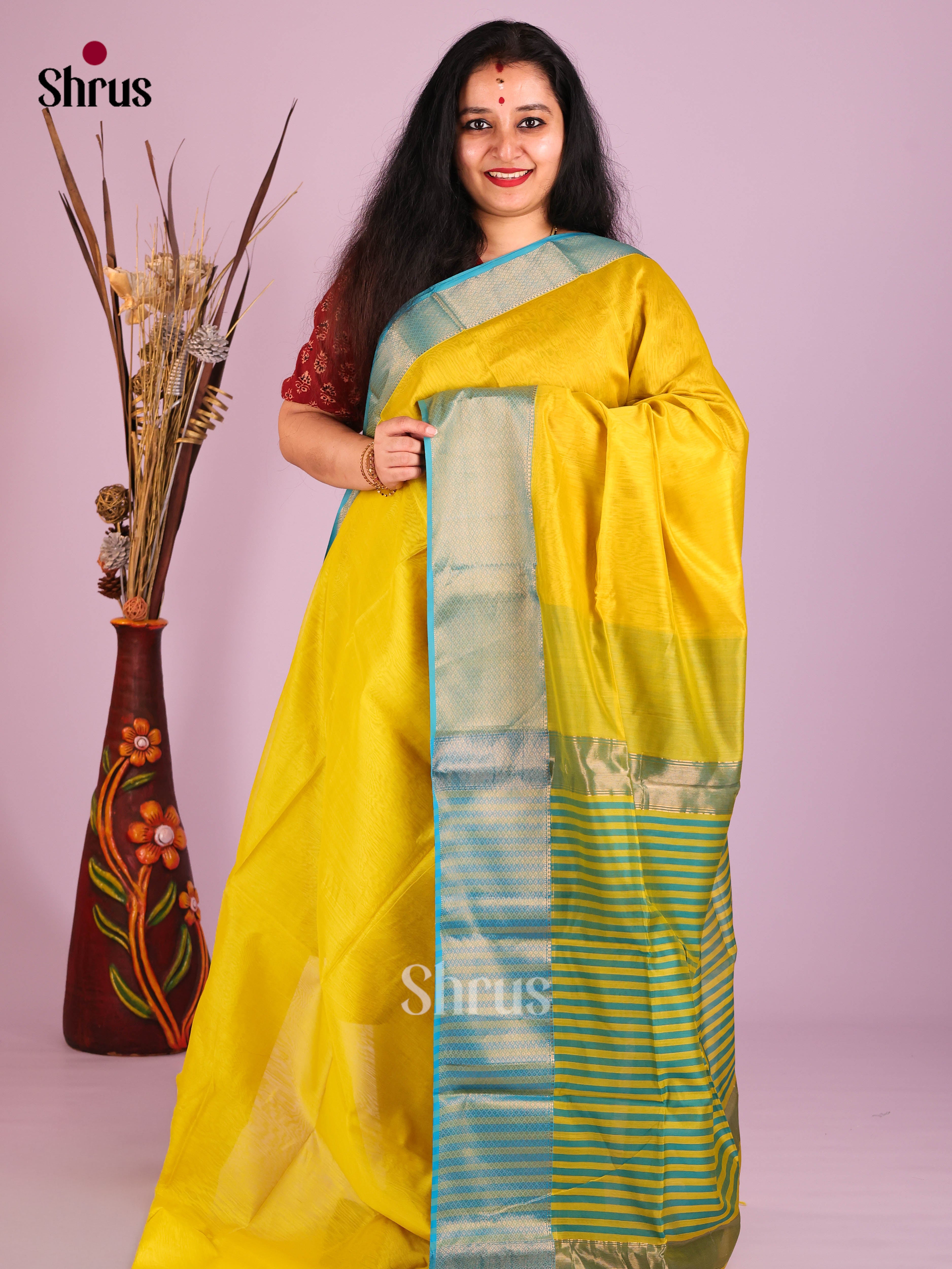 DIS16501 - Maheshwari silkcotton Saree - Shop on Shrus.com