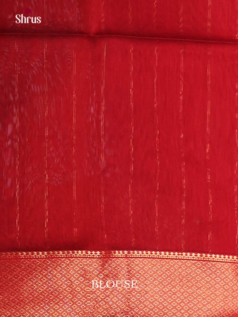 Blue & red- Maheshwari silkcotton Saree