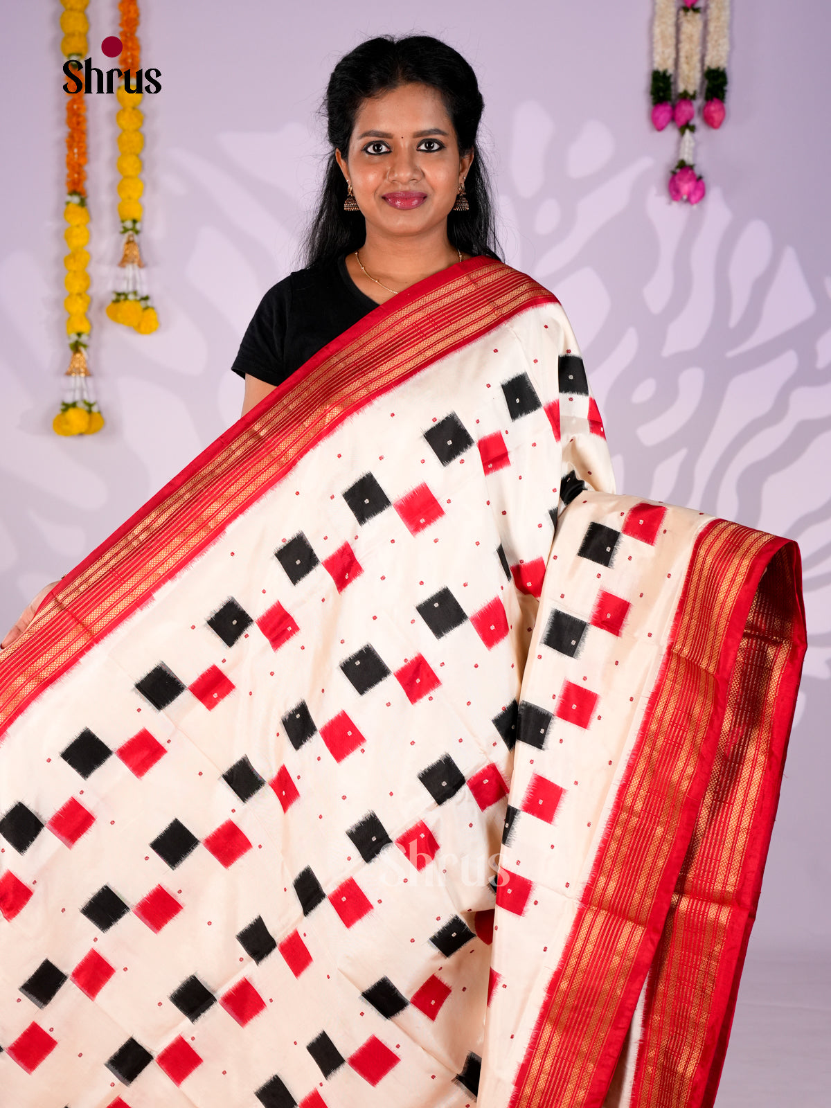 DIS16508 - Ikkat Silk Saree - Shop on Shrus.com