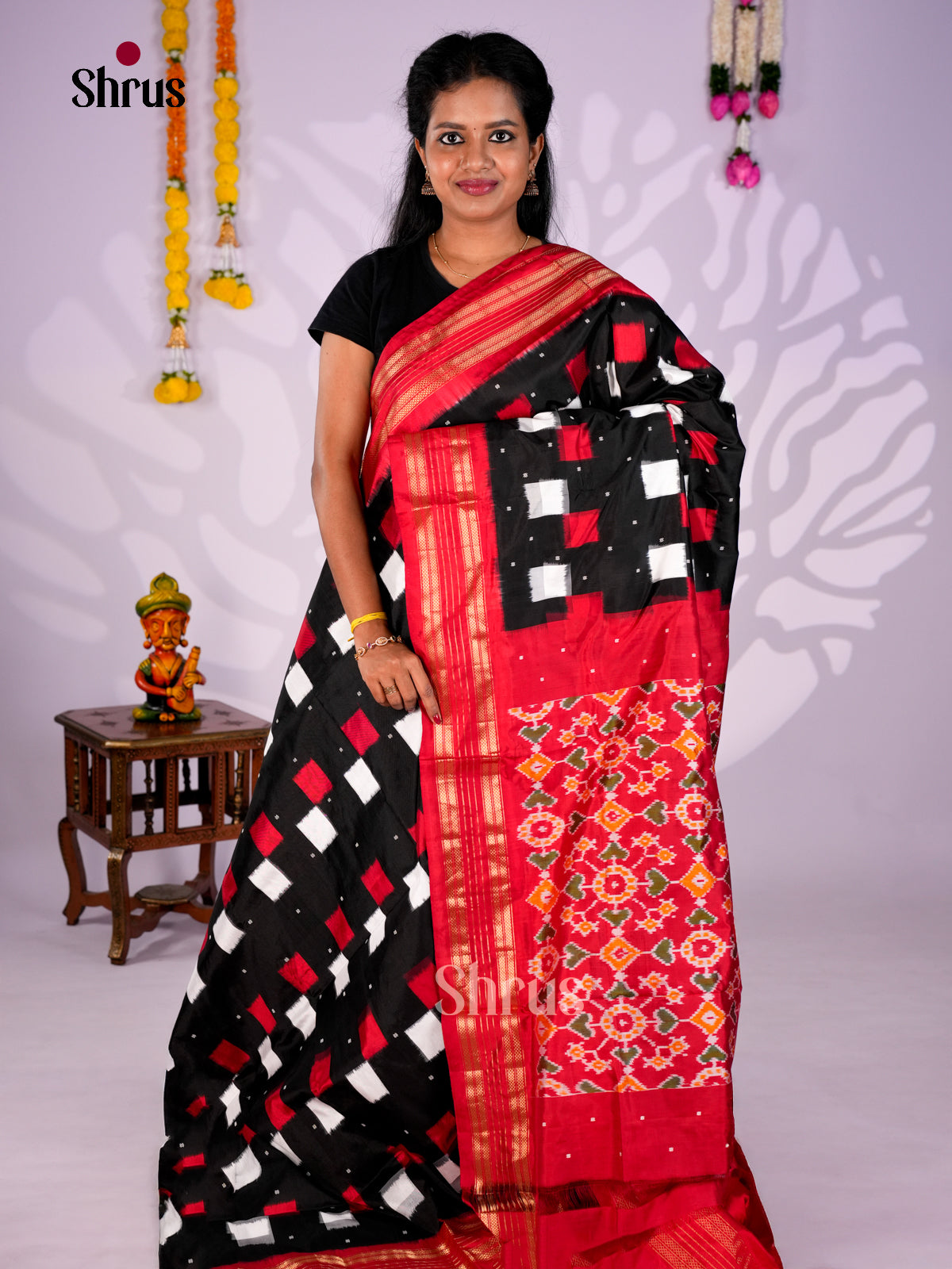 DIS16509 - Ikkat Silk Saree - Shop on Shrus.com