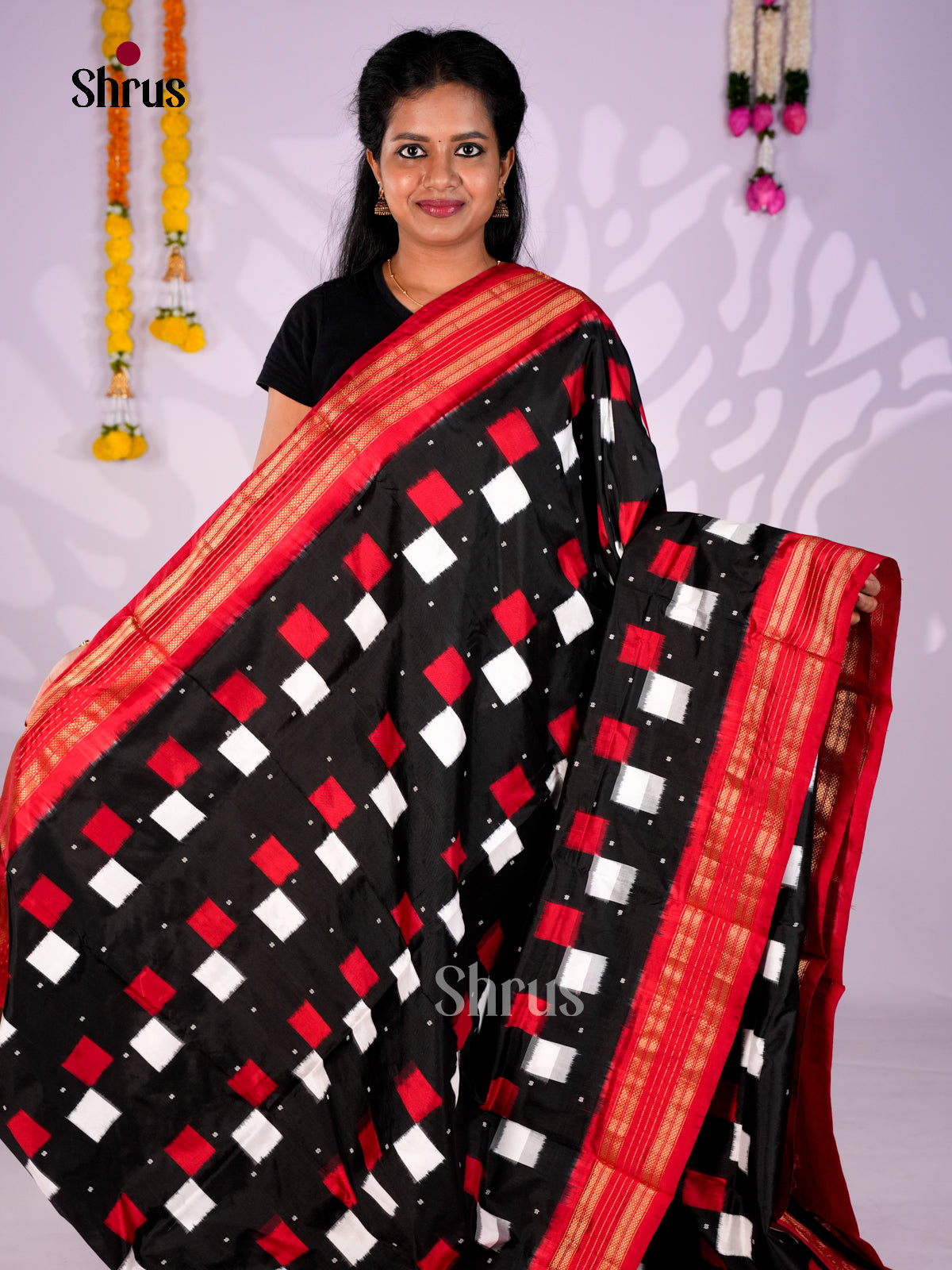 DIS16509 - Ikkat Silk Saree - Shop on Shrus.com