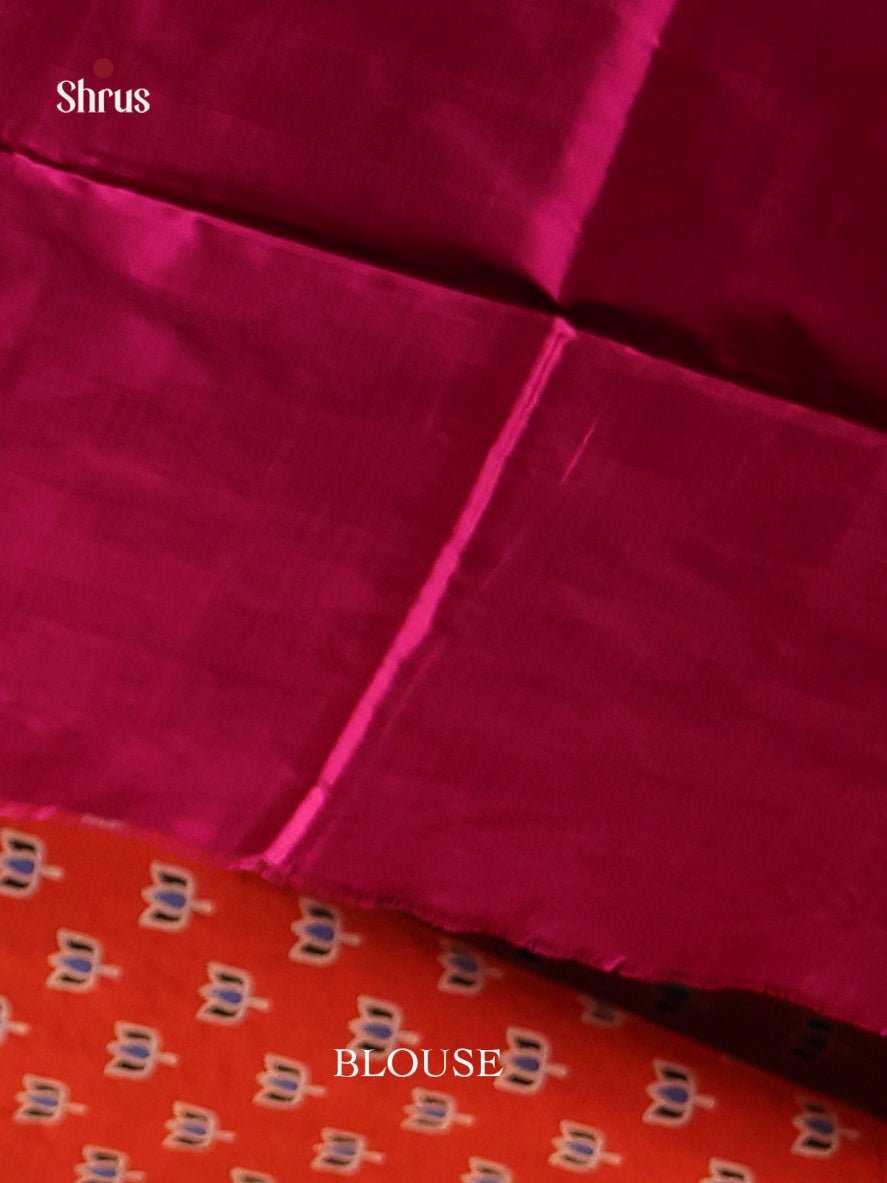 Elegant Pink Ikkat Saree With Diamond Motifs & Kaddi Zari Border
