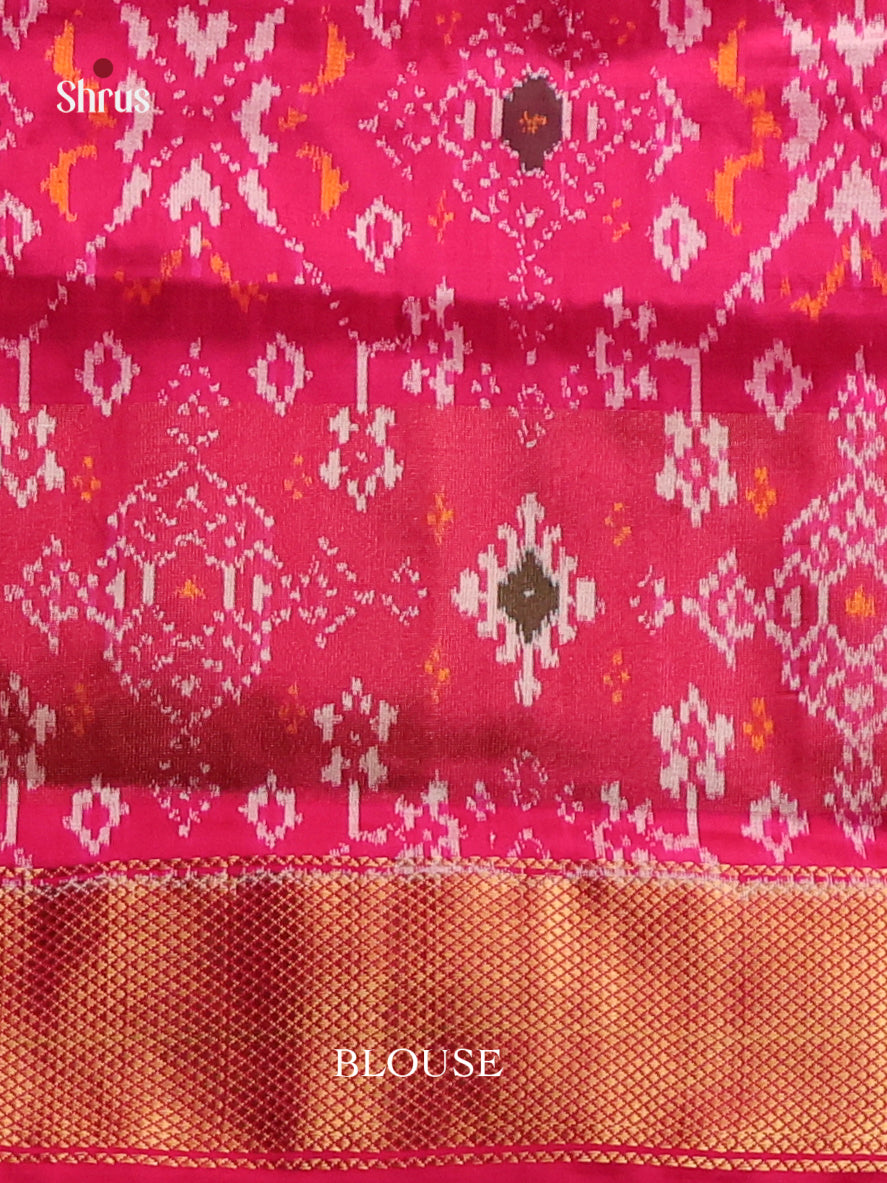 Blue & Pink - Ikkat Silk Saree