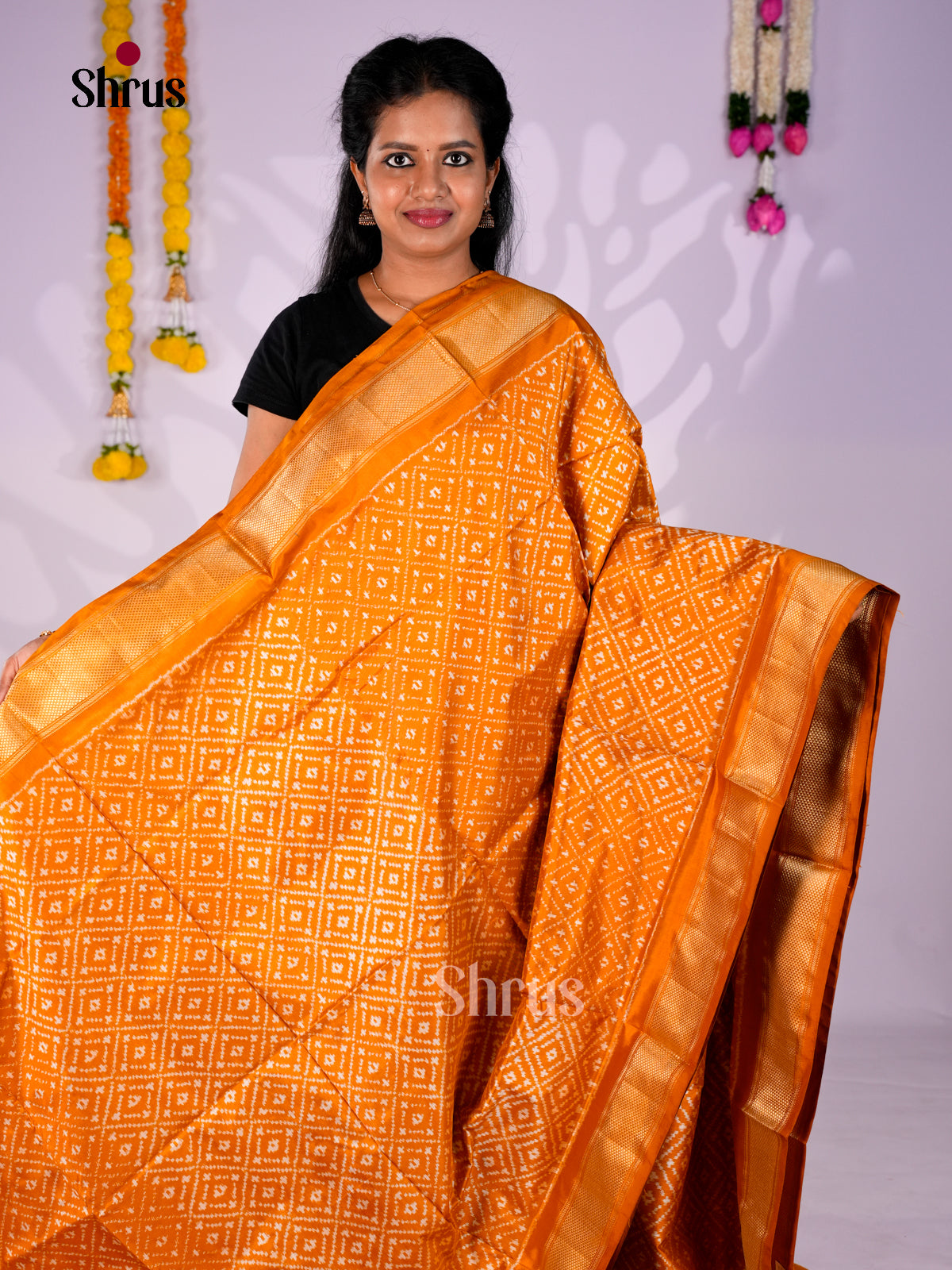 DIS16533 - Ikkat Silk Saree - Shop on Shrus.com
