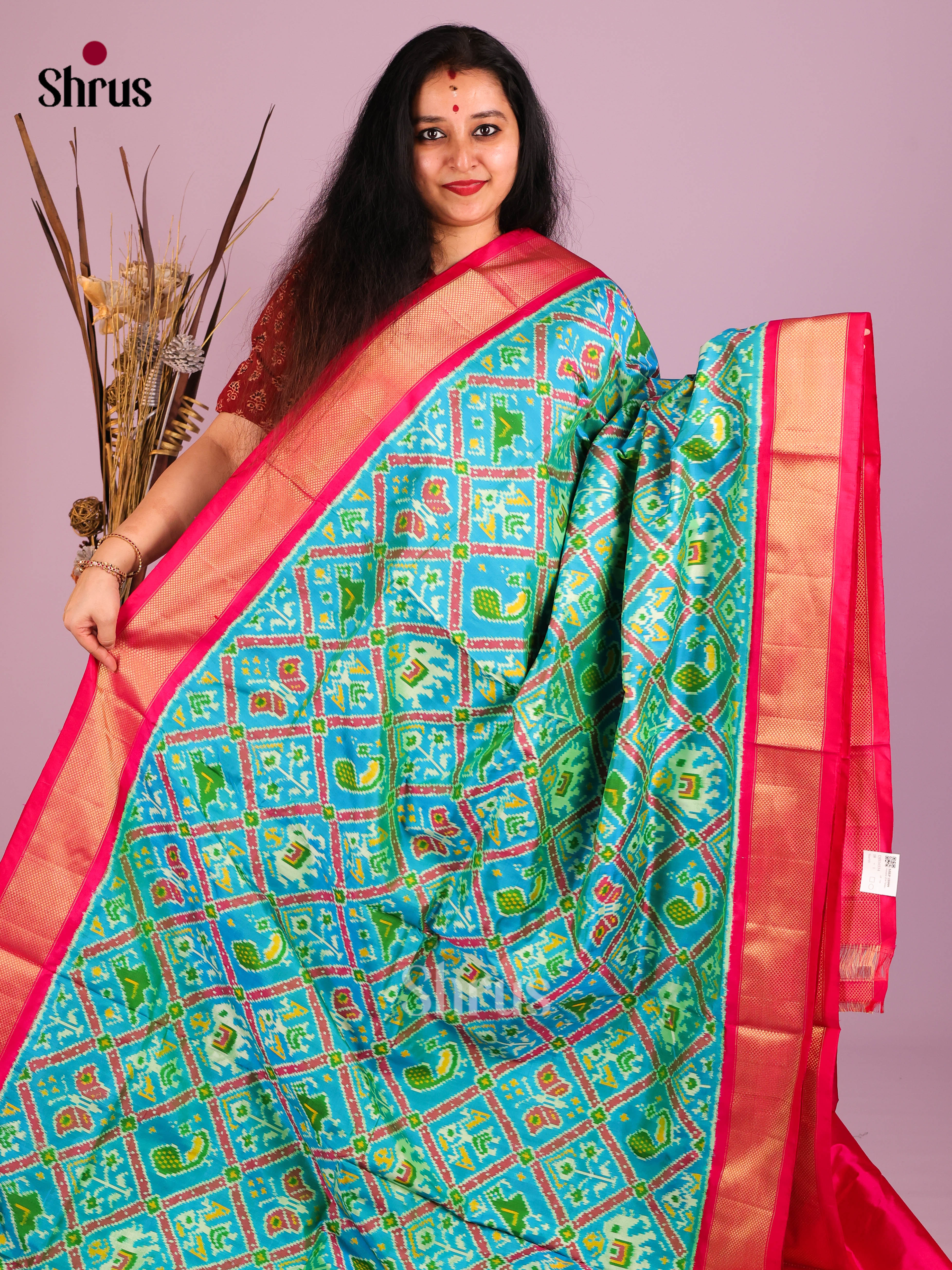 DIS16534 - Ikkat Silk Saree - Shop on Shrus.com