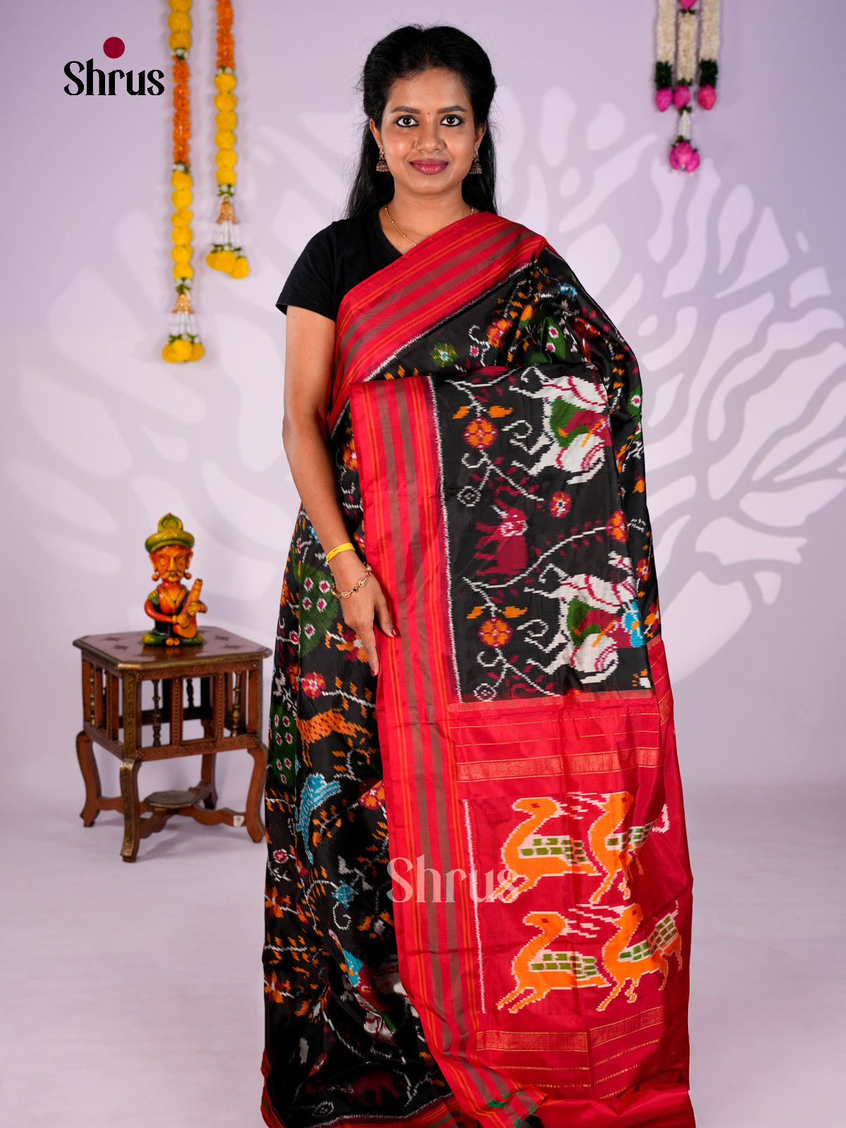 DIS16540 - Ikkat Silk Saree - Shop on Shrus.com