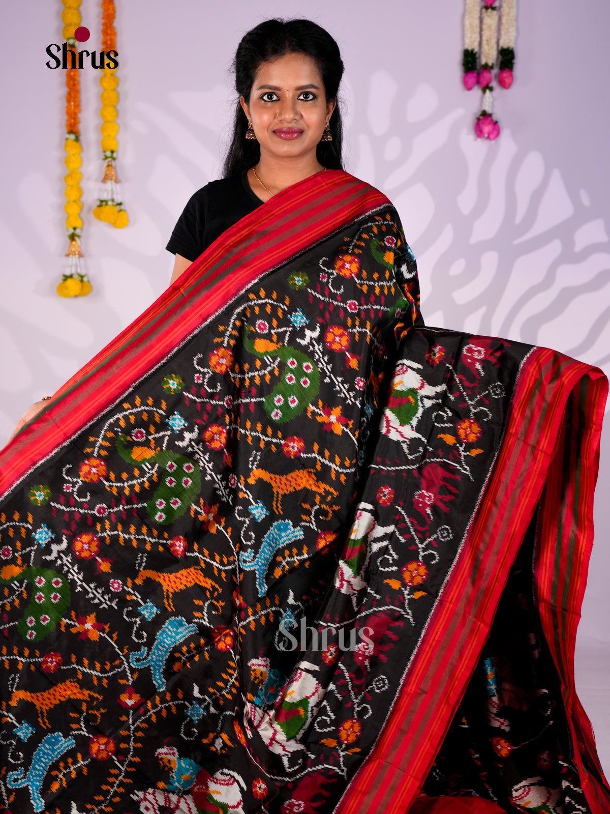 DIS16540 - Ikkat Silk Saree - Shop on Shrus.com