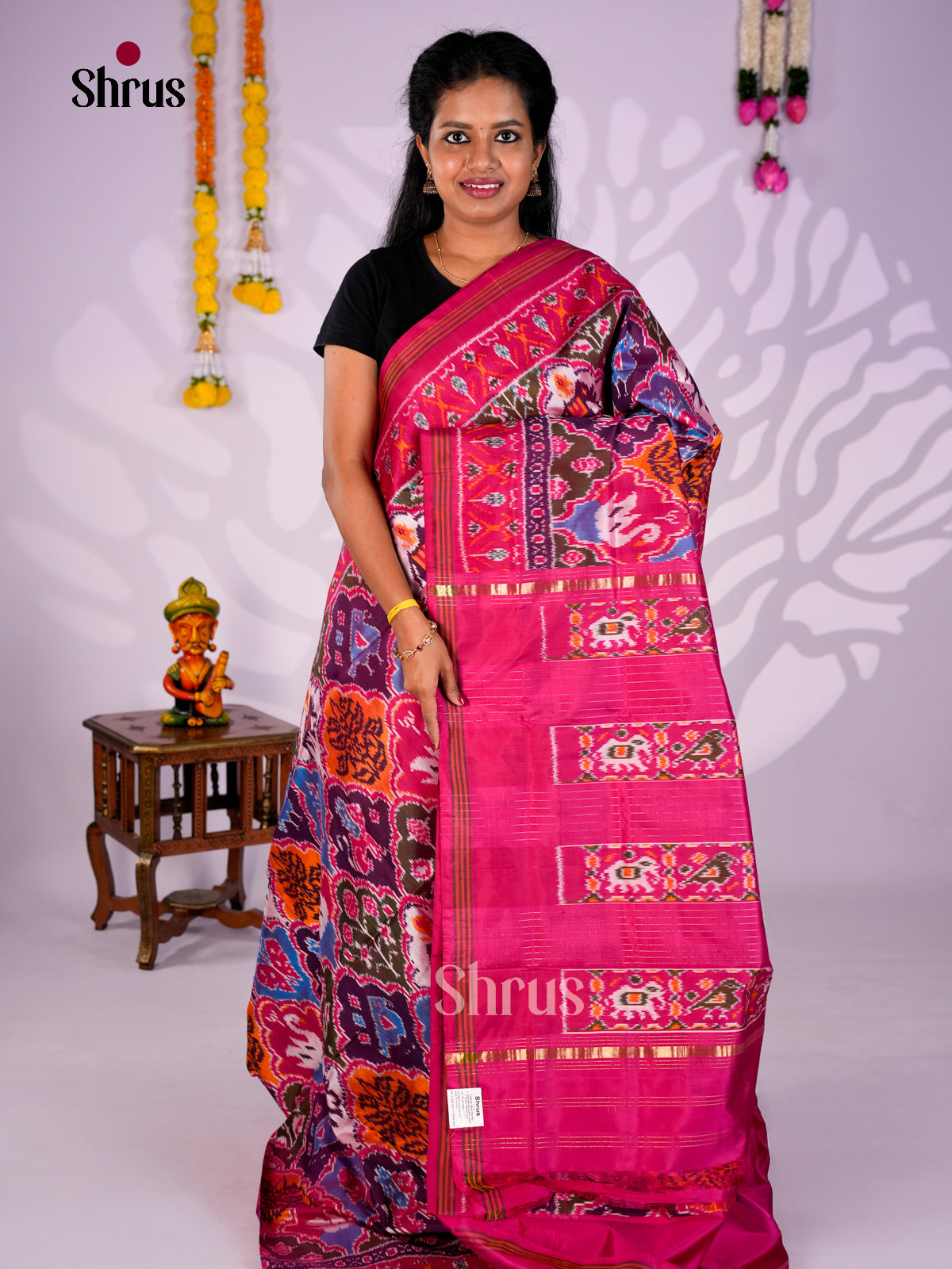 DIS16542 - Ikkat Silk Saree - Shop on Shrus.com