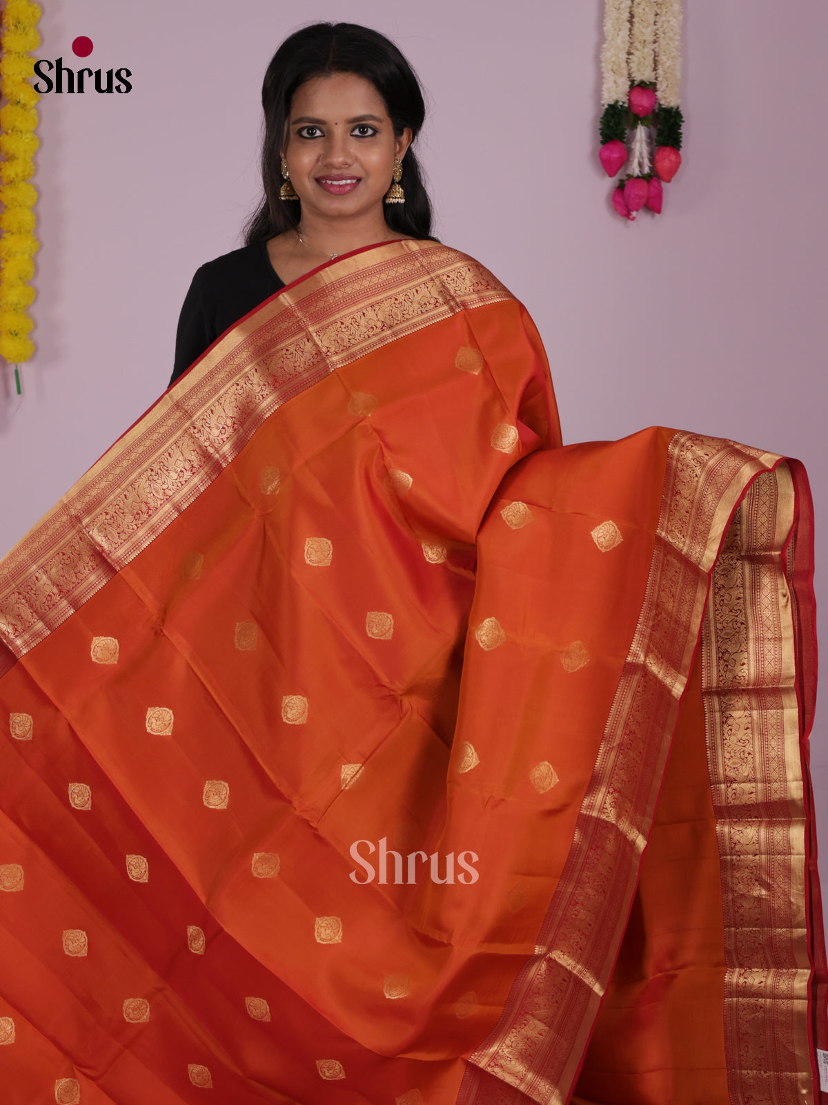 DIS16545 - Kanchipuram-halfpure Saree - Shop on Shrus.com