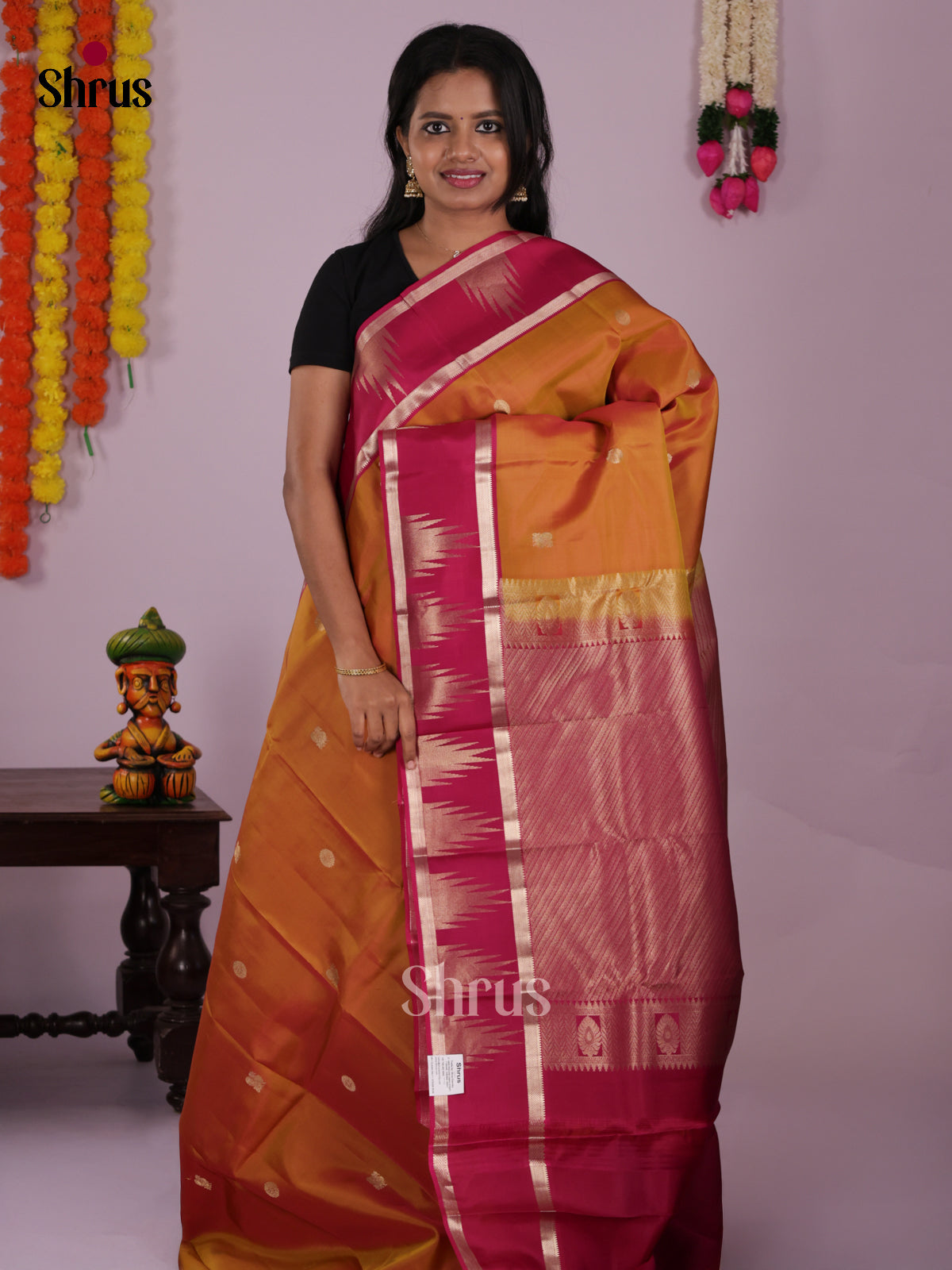 DIS16559 - Kanchipuram-halfpure Saree - Shop on Shrus.com