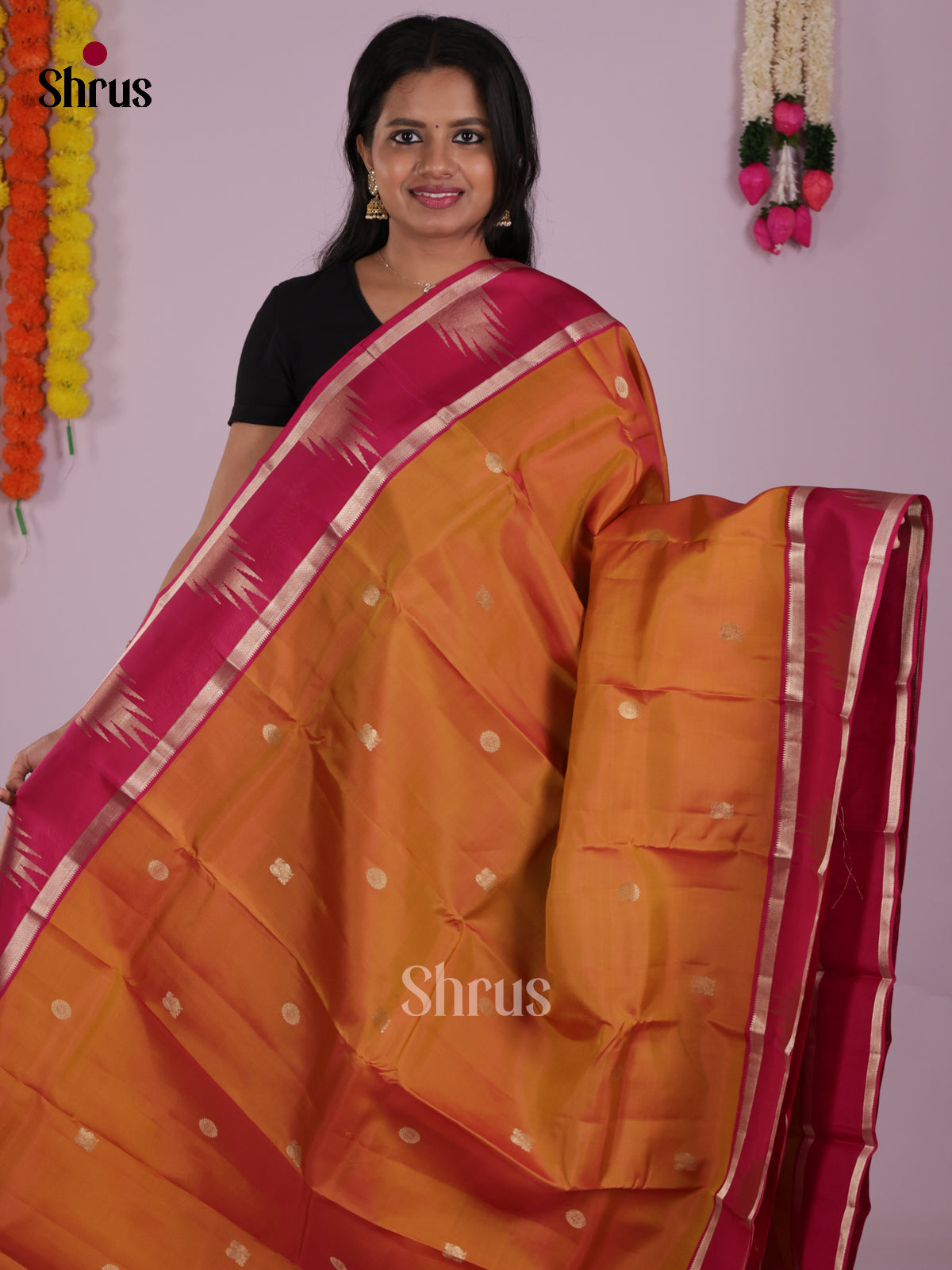DIS16559 - Kanchipuram-halfpure Saree - Shop on Shrus.com