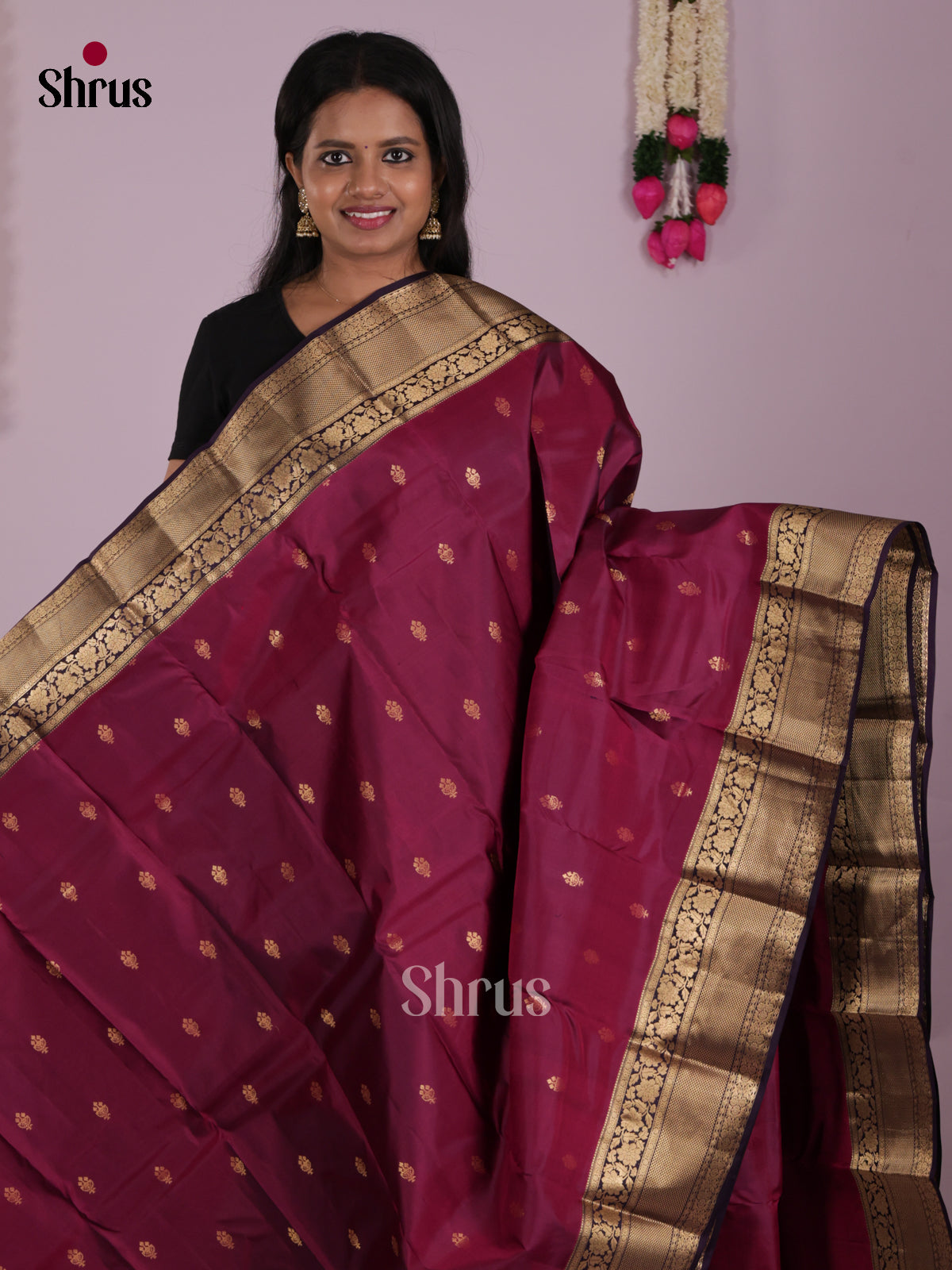 DIS16561 - Kanchipuram-halfpure Saree - Shop on Shrus.com