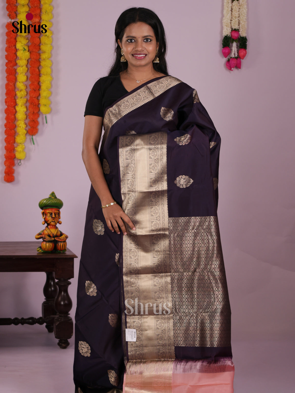 DIS16577 - Kanchipuram-halfpure Saree - Shop on Shrus.com