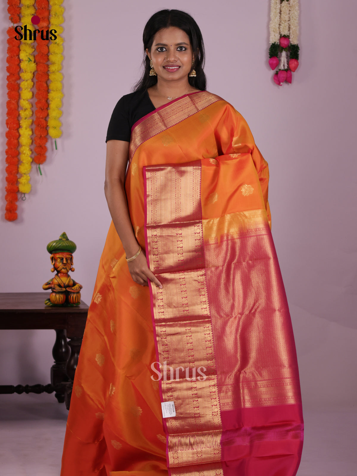 DIS16581 - Kanchipuram-halfpure Saree - Shop on Shrus.com
