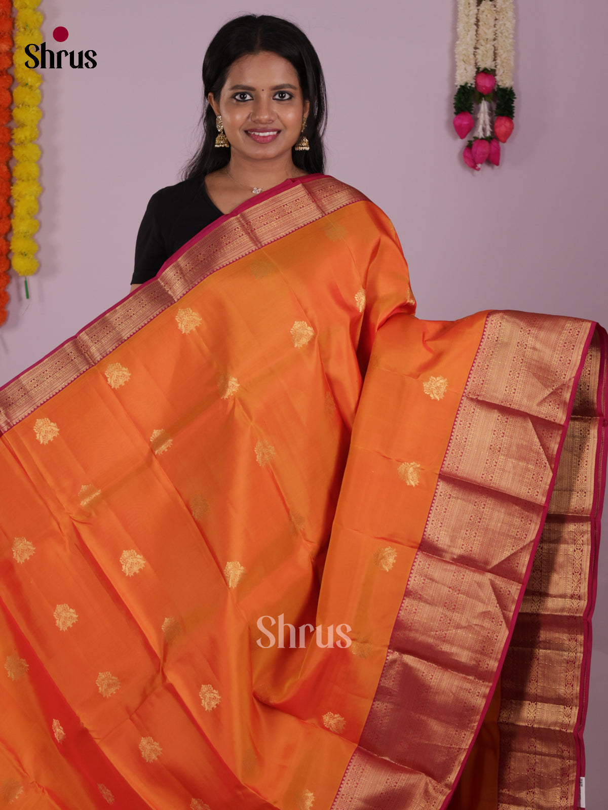 DIS16581 - Kanchipuram-halfpure Saree - Shop on Shrus.com