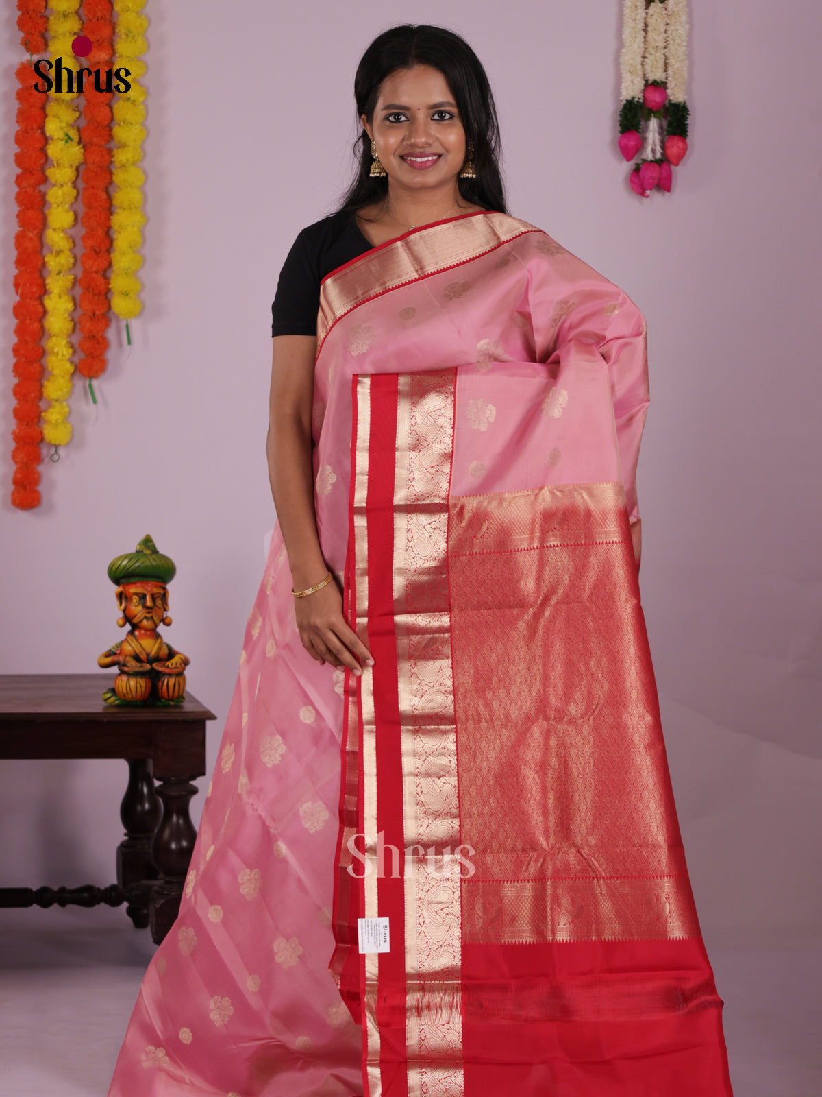DIS16585 - Kanchipuram-halfpure Saree - Shop on Shrus.com