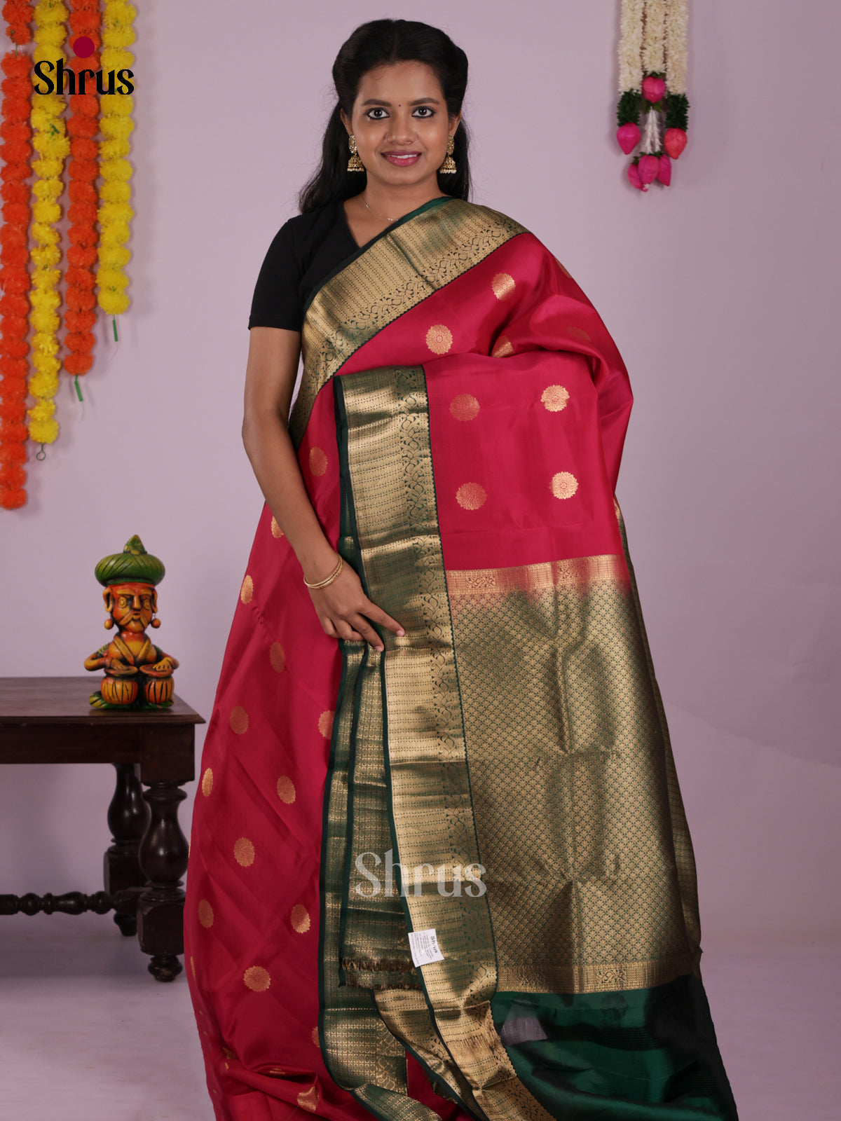 DIS16586 - Kanchipuram-halfpure Saree - Shop on Shrus.com