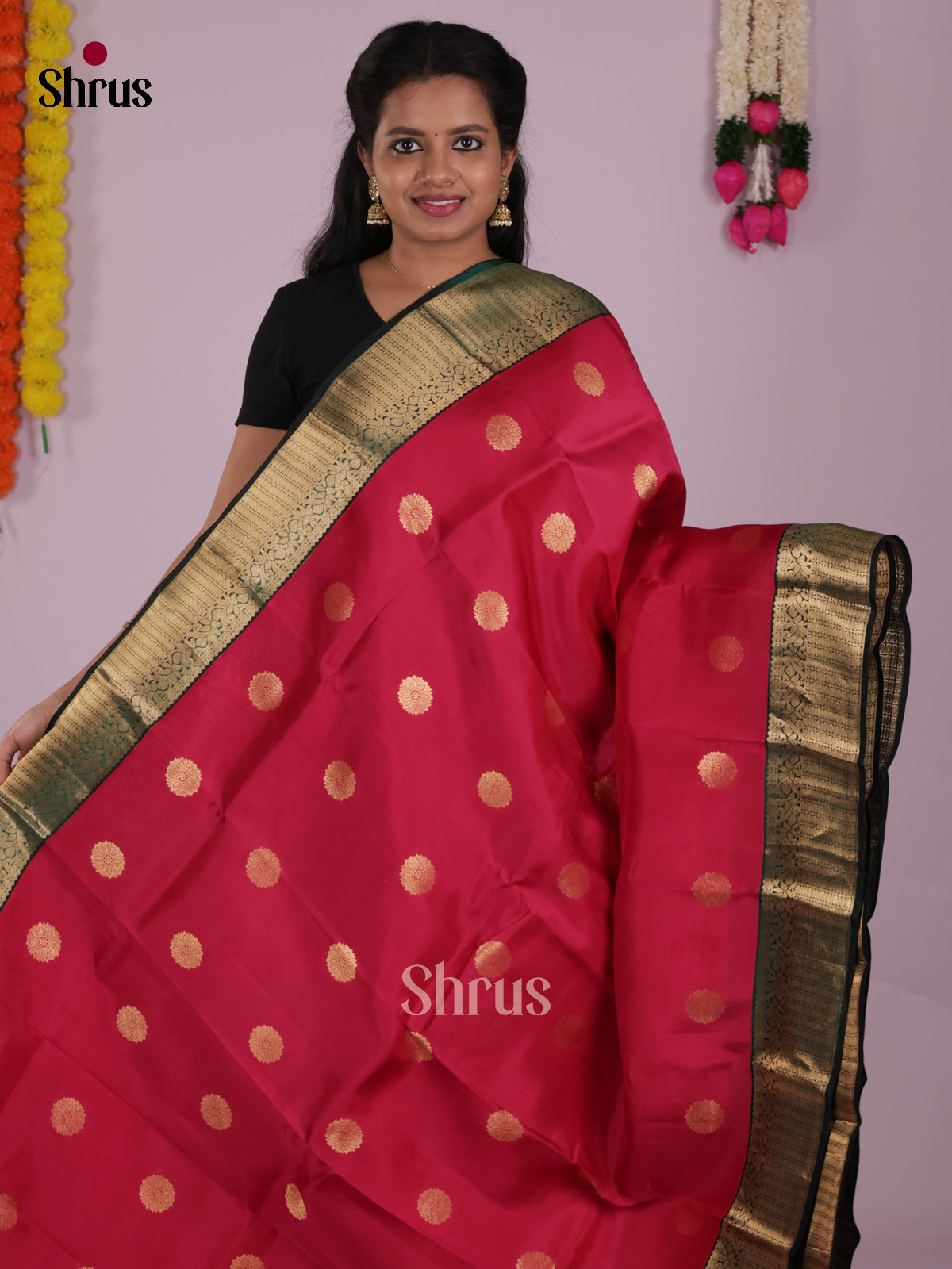 DIS16586 - Kanchipuram-halfpure Saree - Shop on Shrus.com