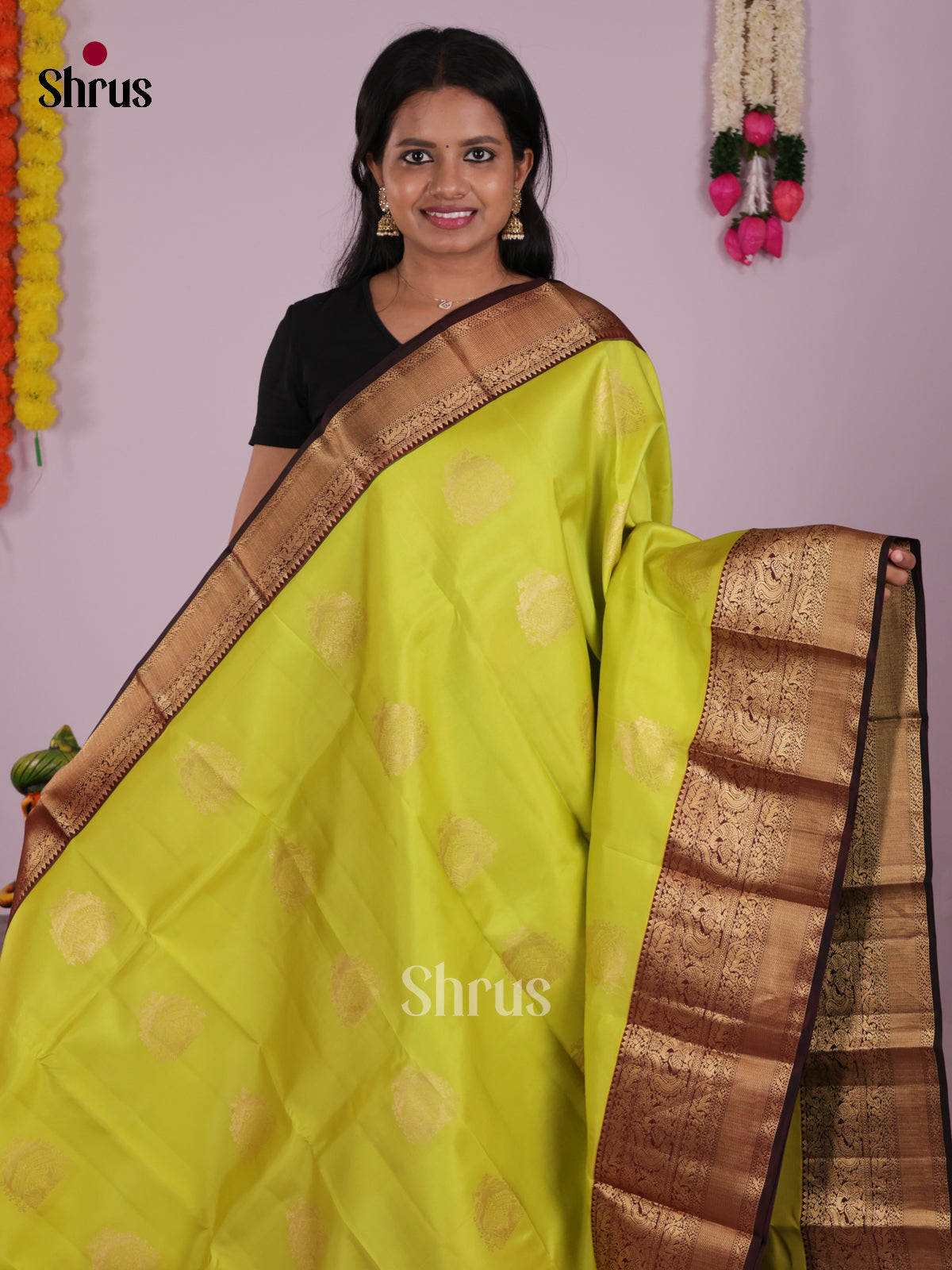 DIS16588 - Kanchipuram-halfpure Saree - Shop on Shrus.com