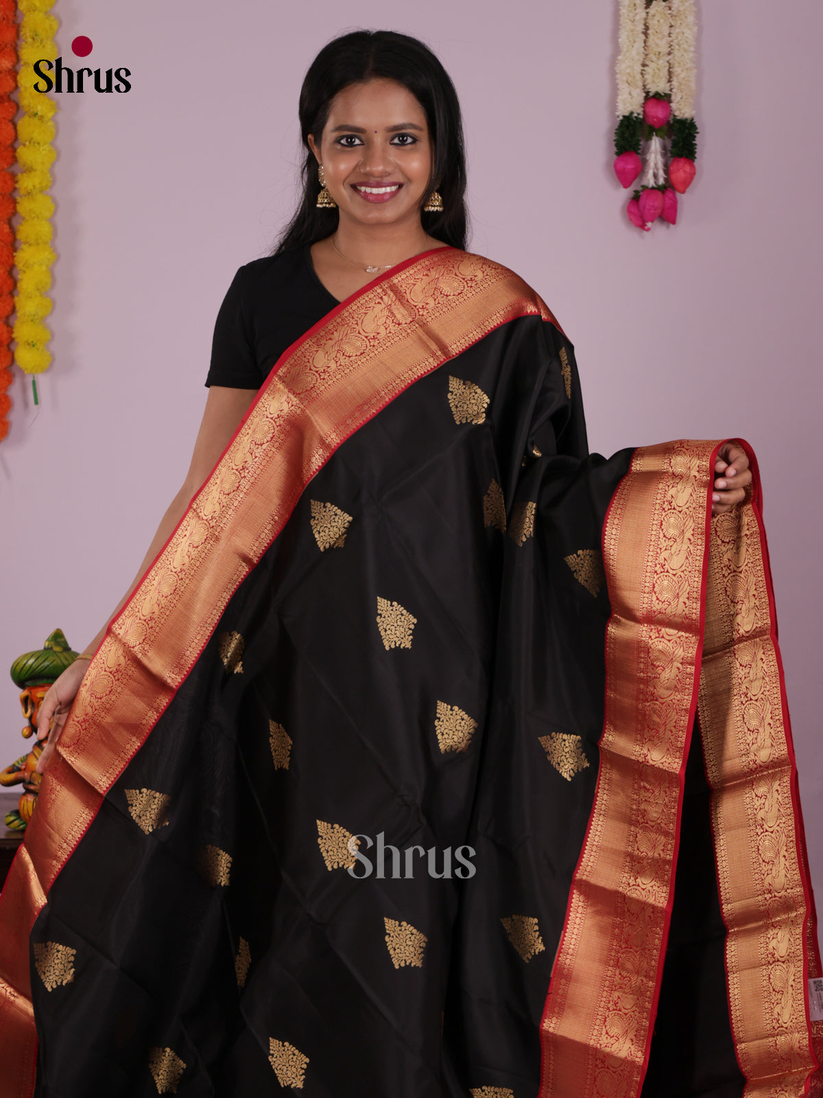 DIS16597 - Kanchipuram-halfpure Saree - Shop on Shrus.com