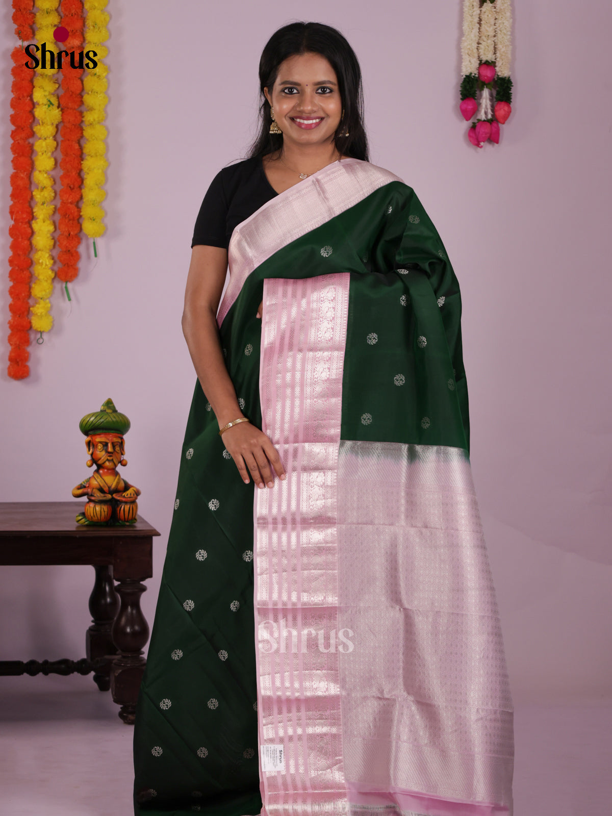 DIS16599 - Kanchipuram-halfpure Saree - Shop on Shrus.com