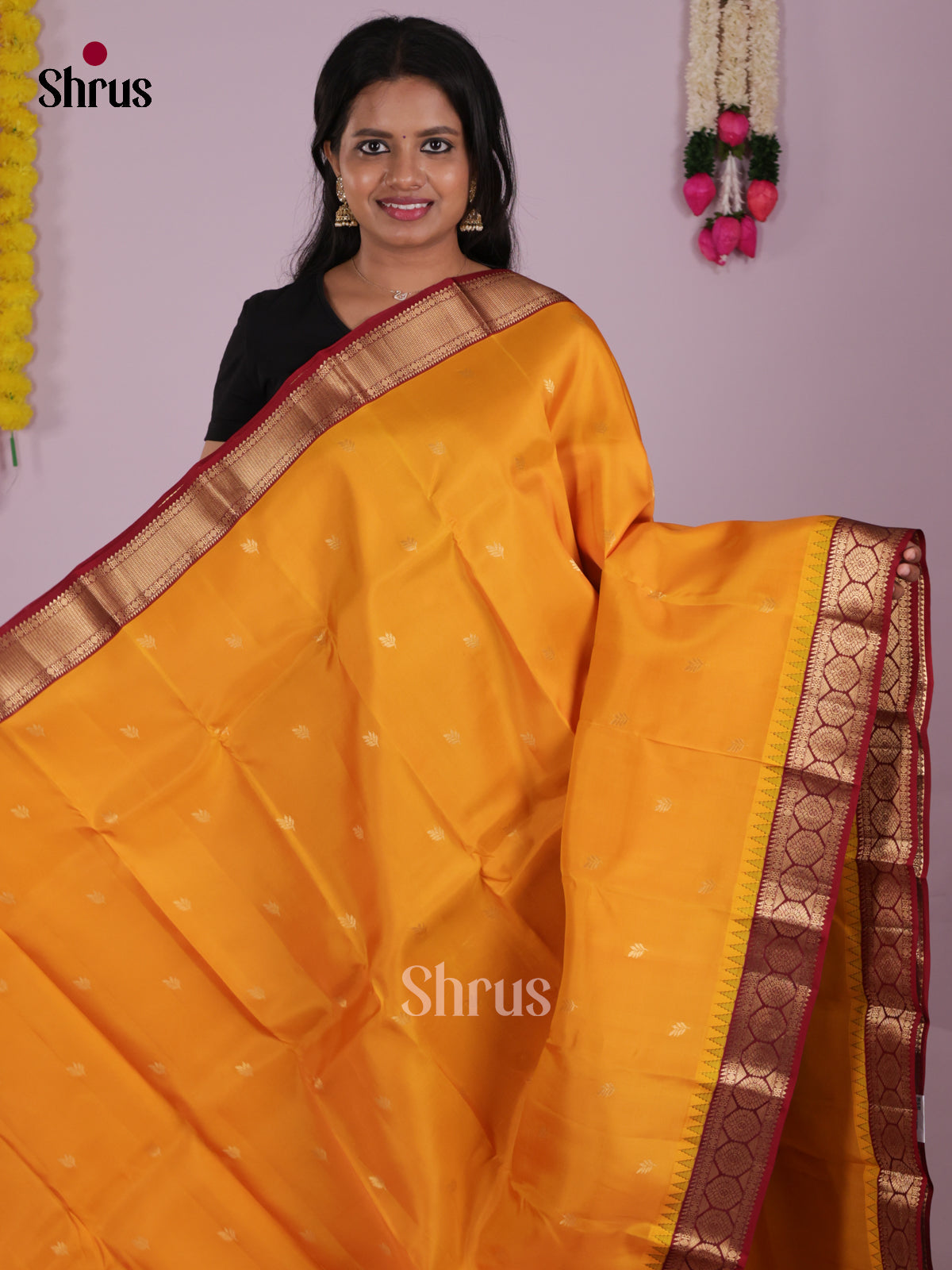 DIS16606 - Kanchipuram-halfpure Saree - Shop on Shrus.com