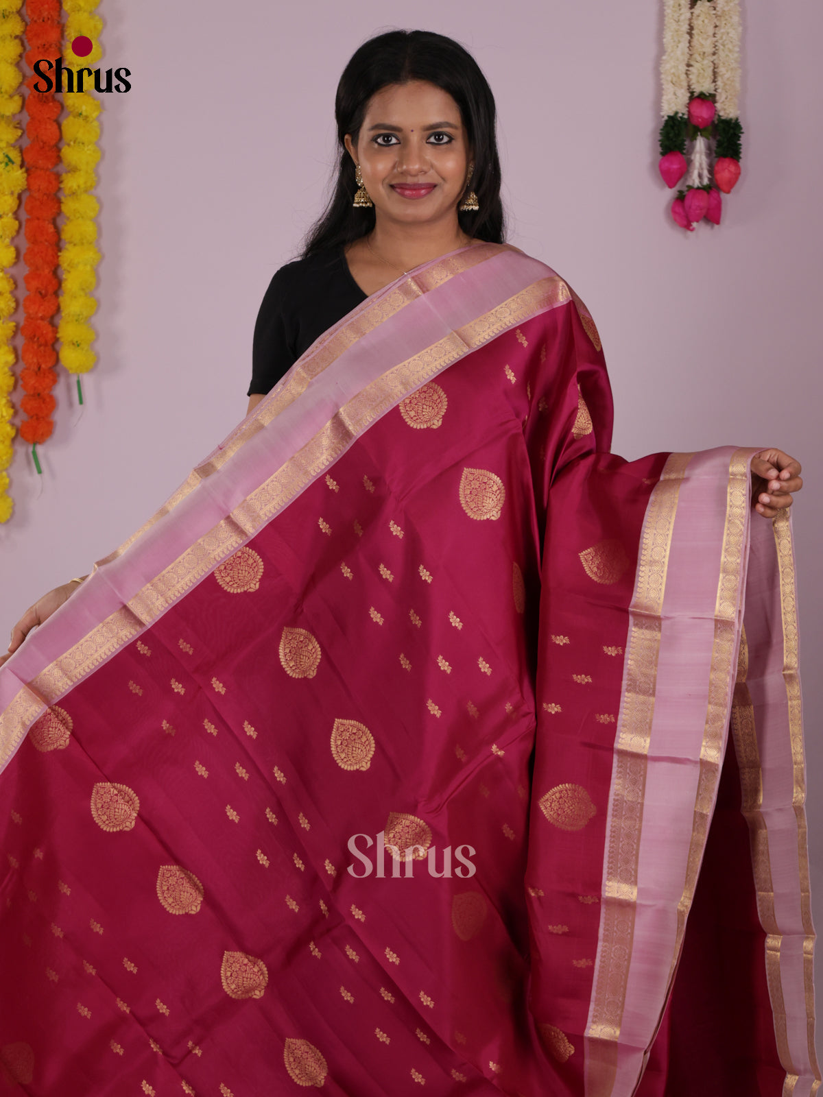 DIS16621 - Kanchipuram-halfpure Saree - Shop on Shrus.com