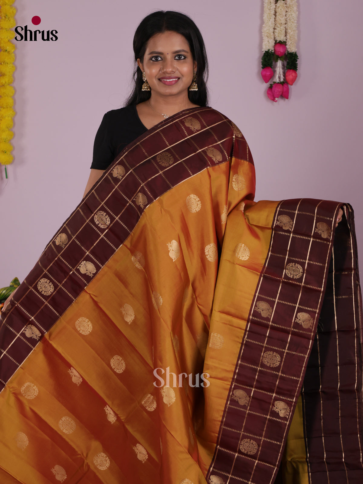 DIS16622 - Kanchipuram-halfpure Saree - Shop on Shrus.com
