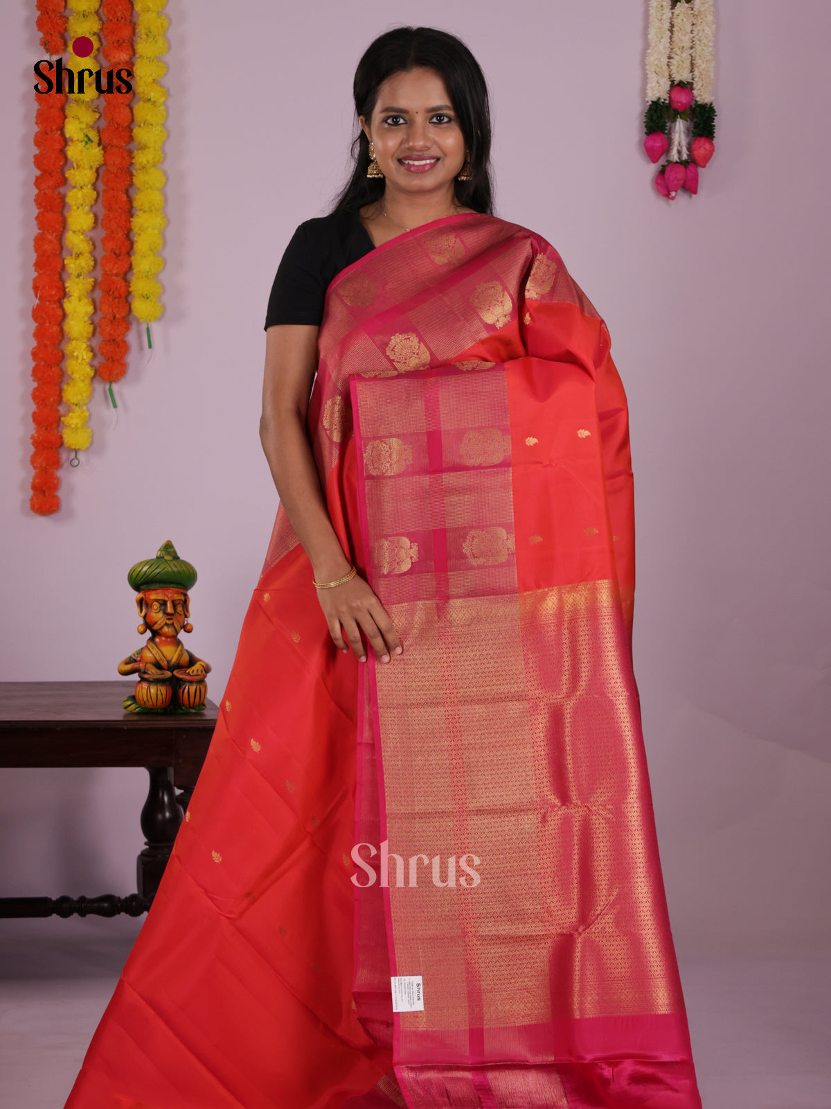 DIS16625 - Kanchipuram-halfpure Saree - Shop on Shrus.com