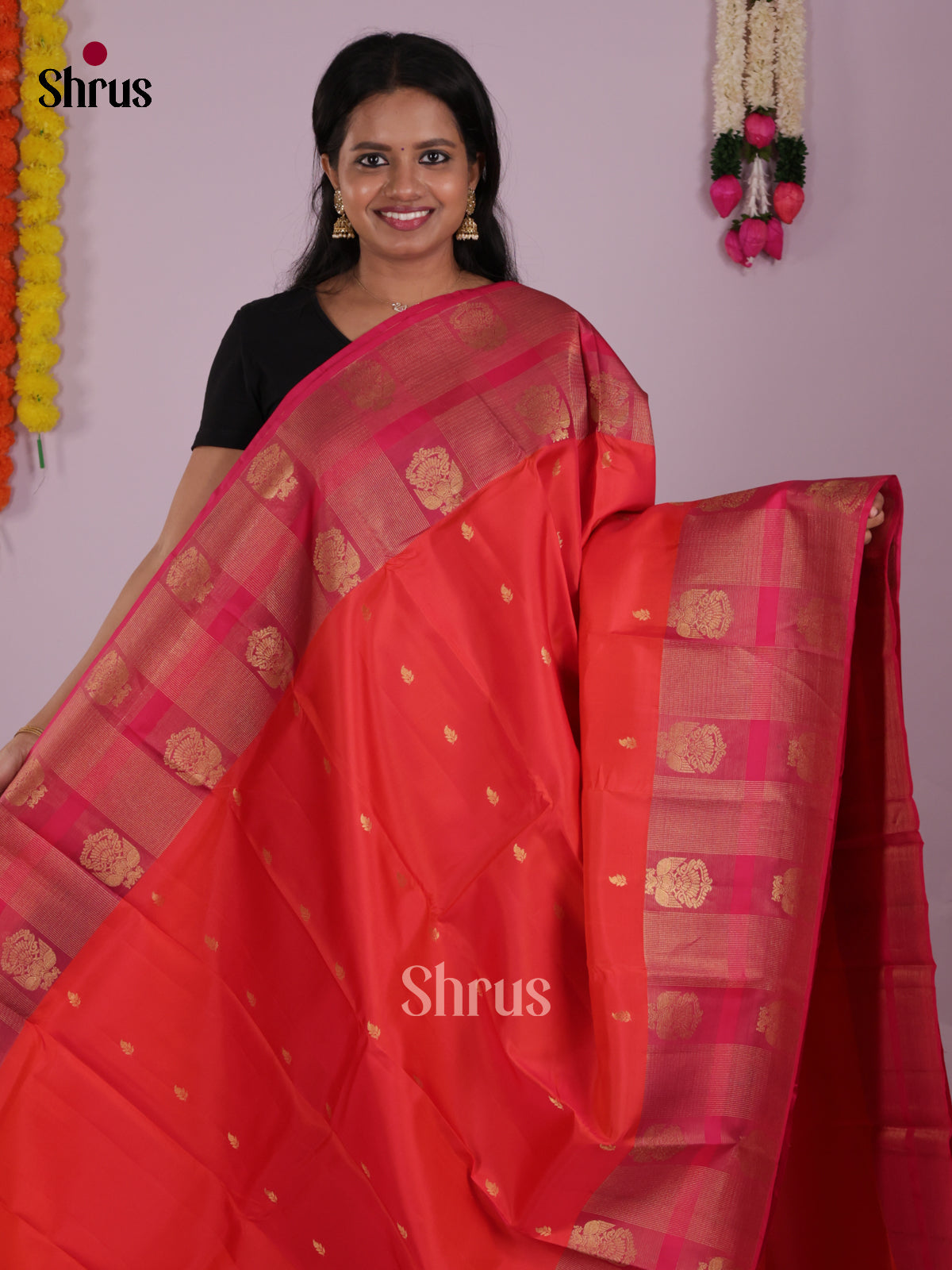 DIS16625 - Kanchipuram-halfpure Saree - Shop on Shrus.com