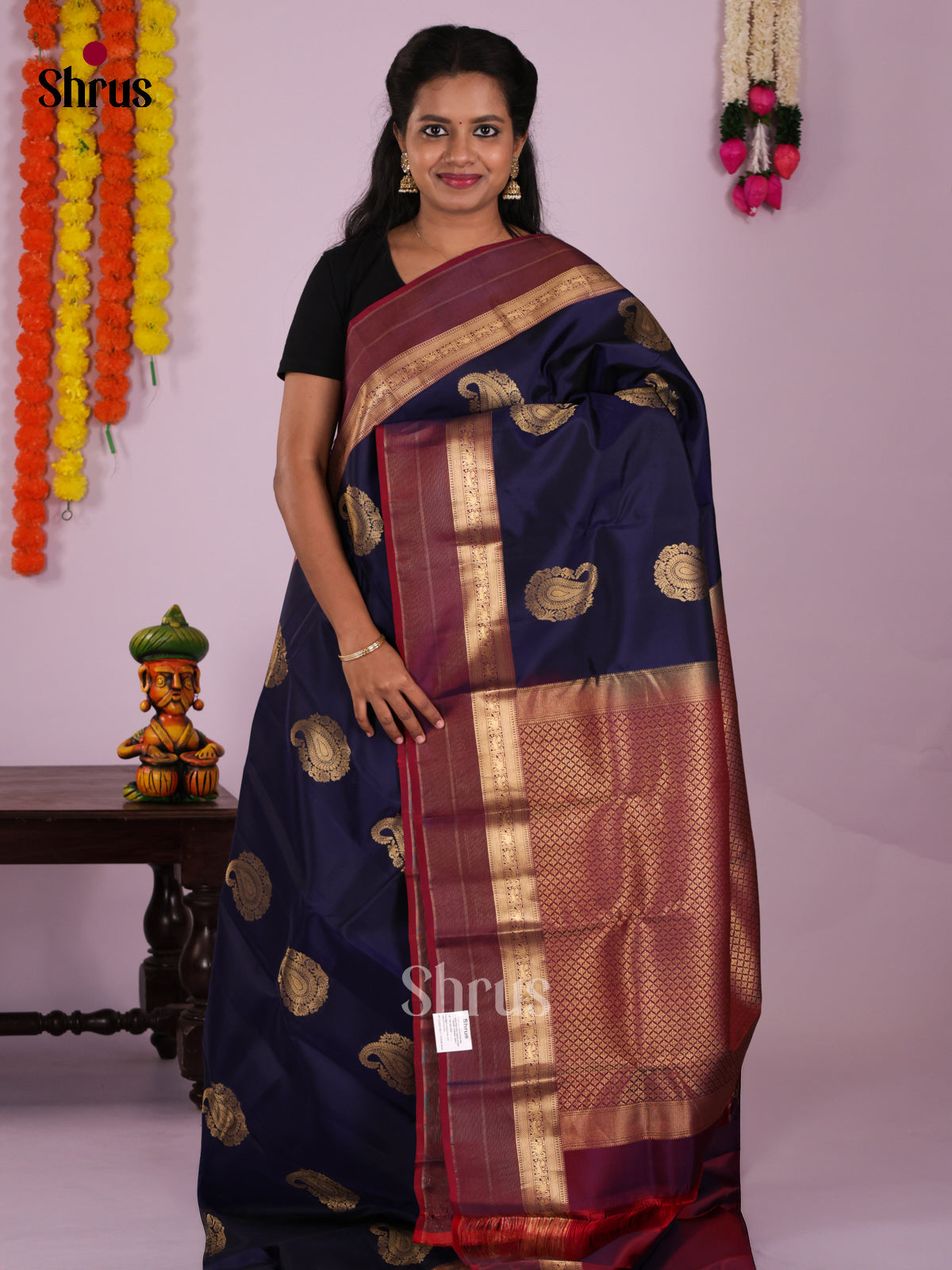 DIS16632 - Kanchipuram-halfpure Saree - Shop on Shrus.com