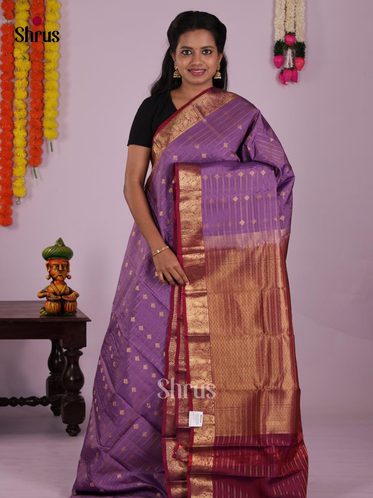 DIS16634 - Kanchipuram-halfpure Saree - Shop on Shrus.com