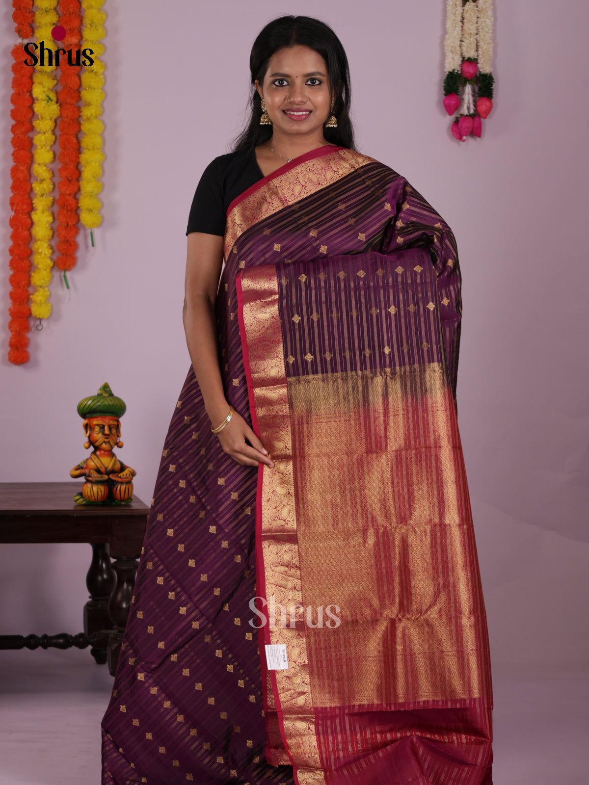 DIS16639 - Kanchipuram-halfpure Saree - Shop on Shrus.com