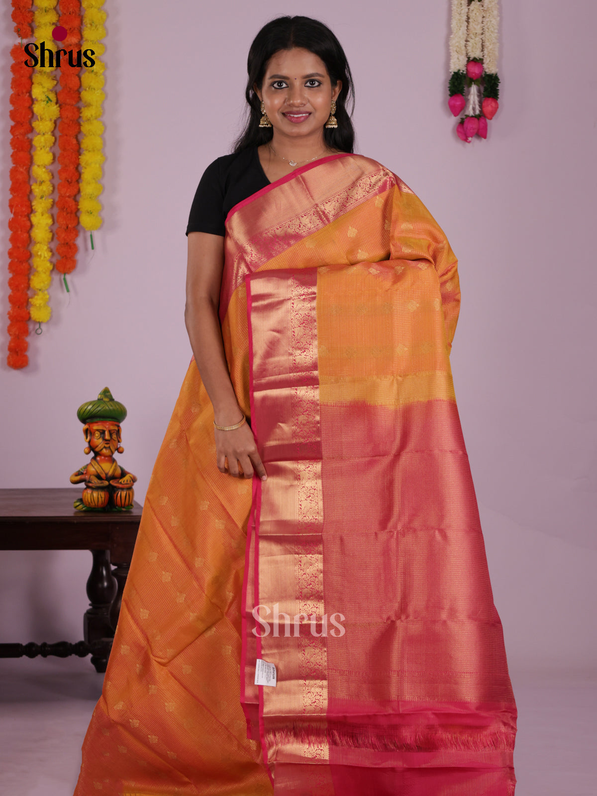 DIS16640 - Kanchipuram-halfpure Saree - Shop on Shrus.com