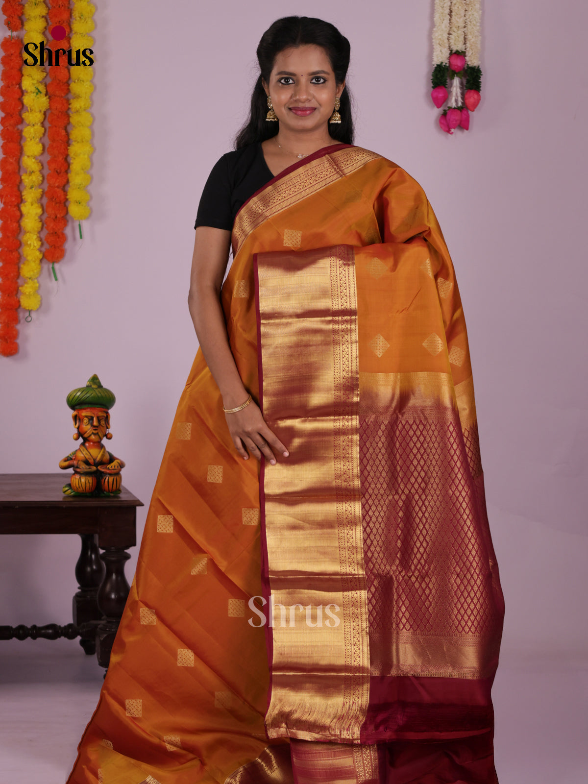 DIS16702 - Kanchipuram-halfpure Saree - Shop on Shrus.com