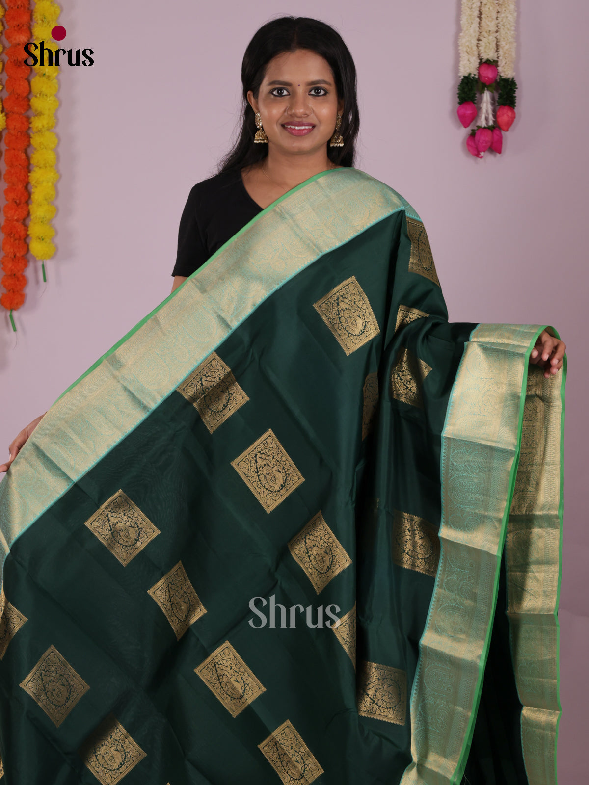 DIS16714 - Kanchipuram-halfpure Saree - Shop on Shrus.com