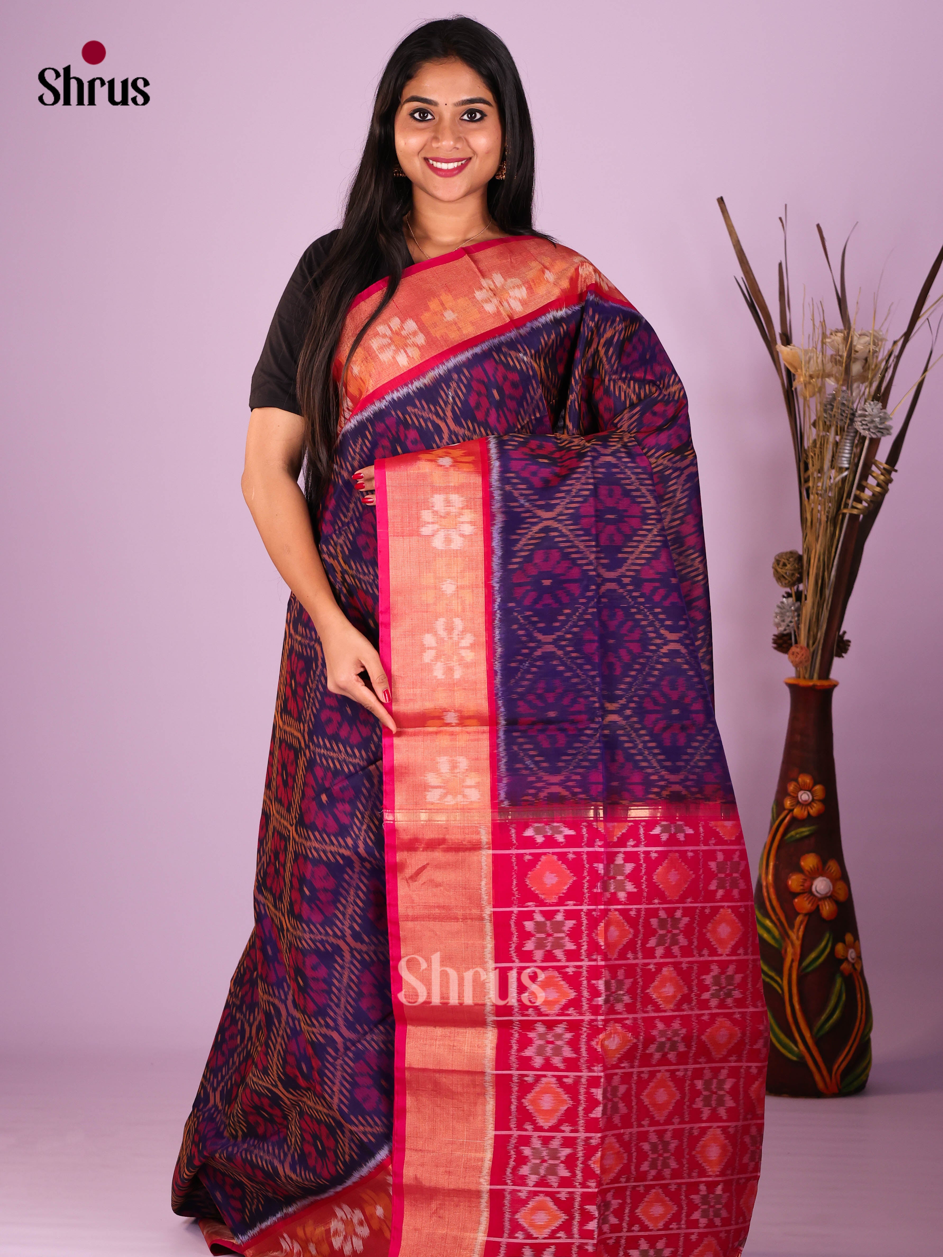 Blue & Red - Pochampally sico Saree