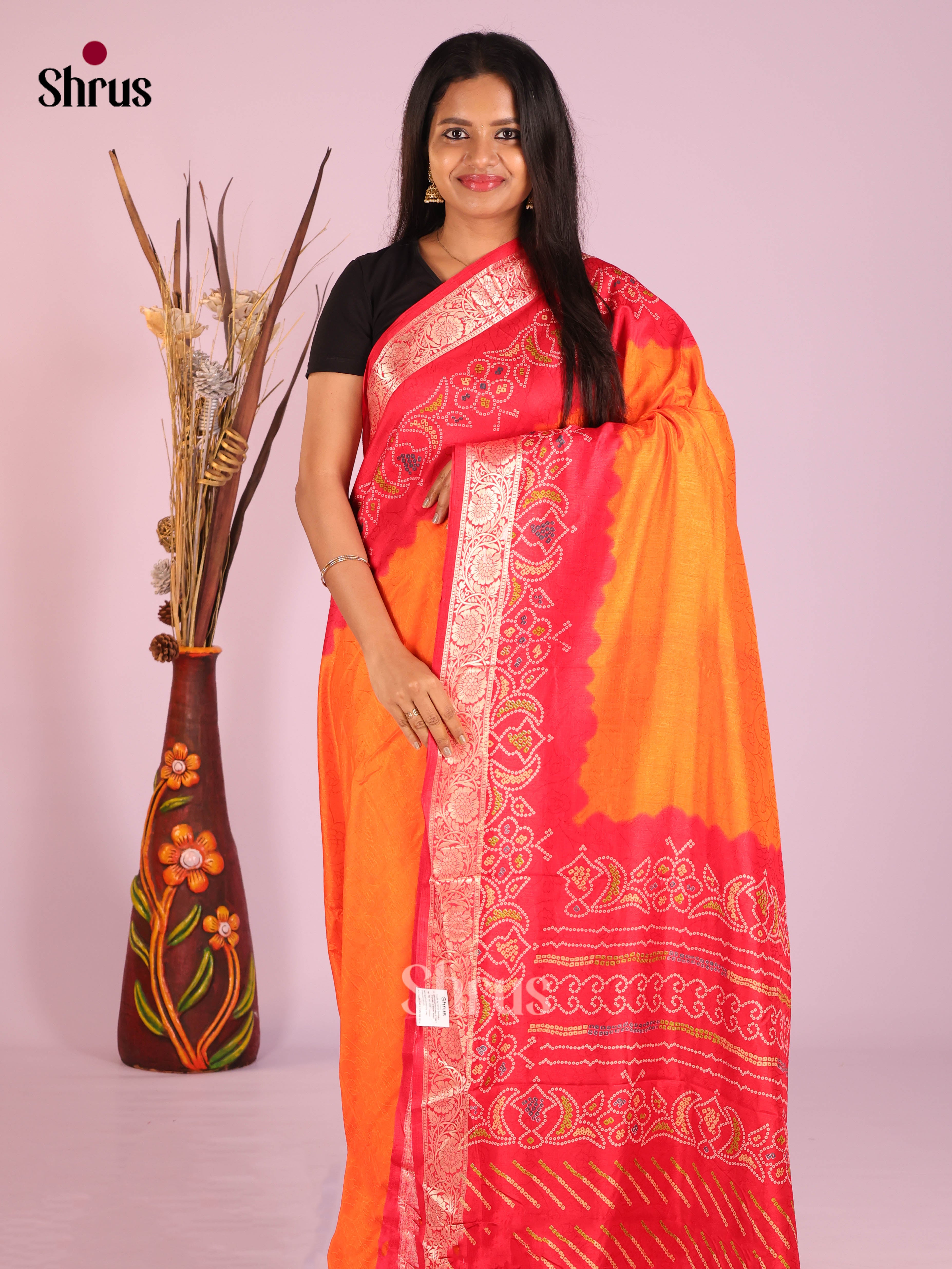 DIS16921 - Bandhini Saree - Shop on Shrus.com