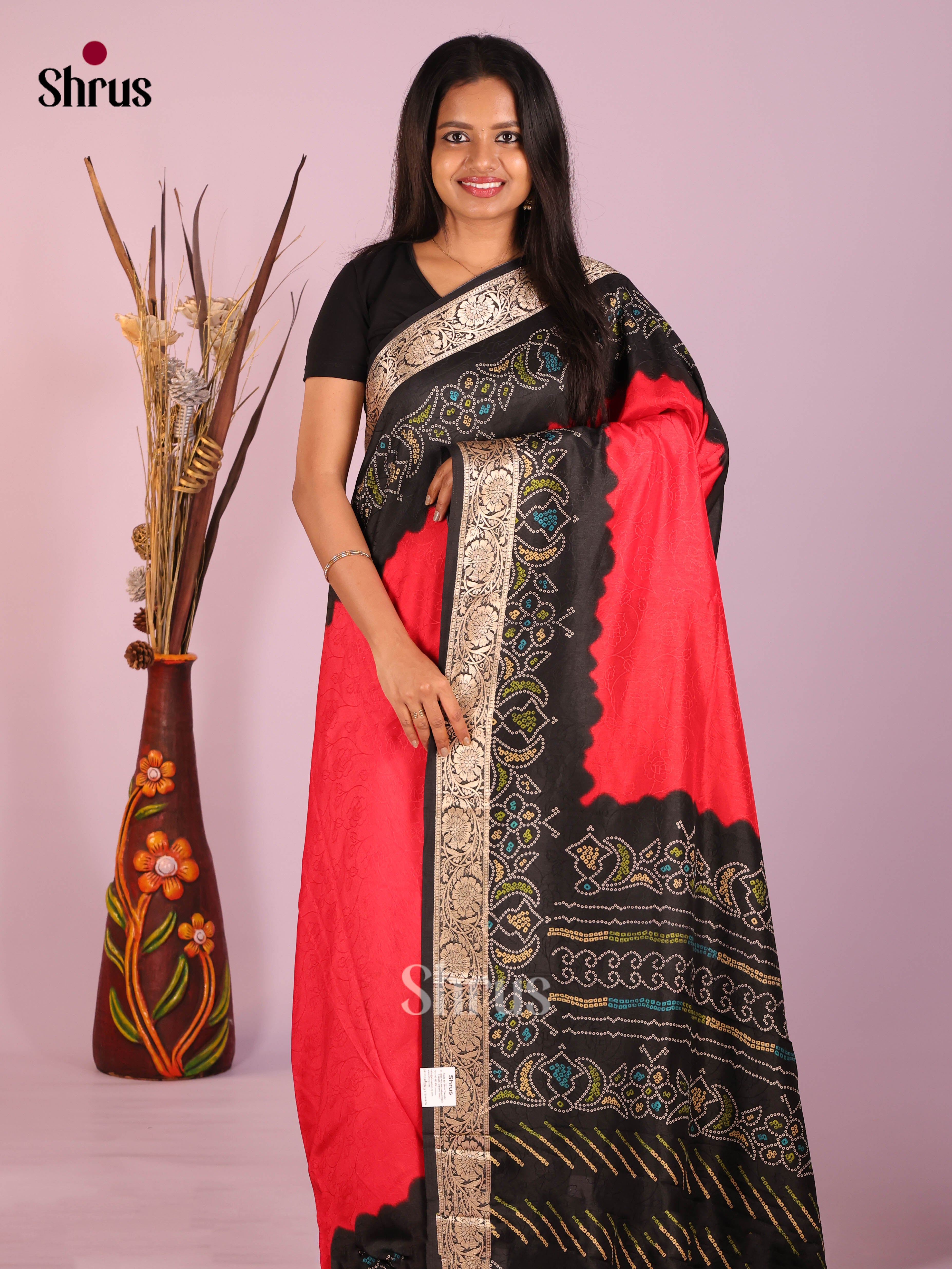 Red & Black - Bandhini Saree
